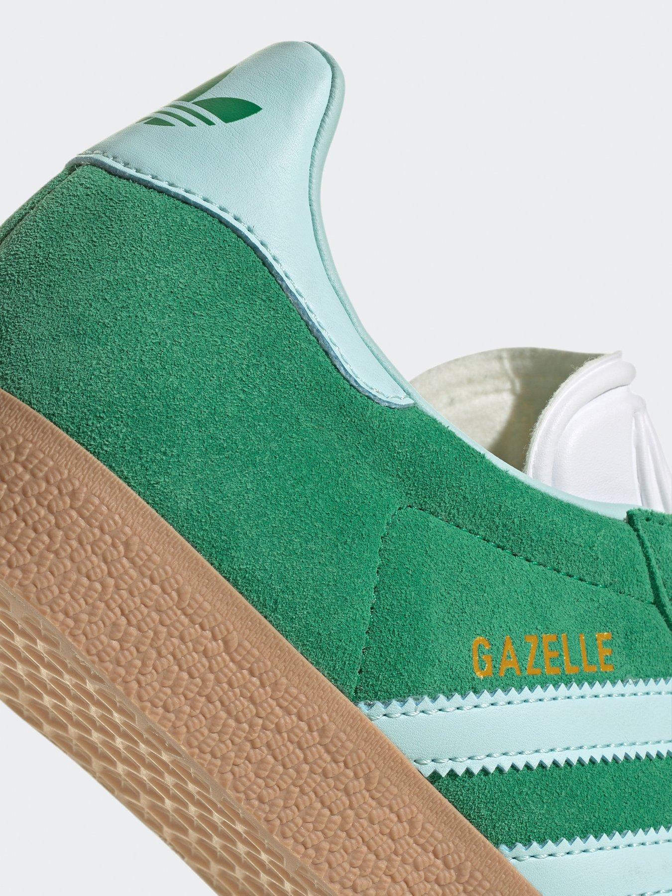 adidas Originals Women's Gazelle Trainers - Green/Semi Flash Aqua/Gold Met  | Littlewoods