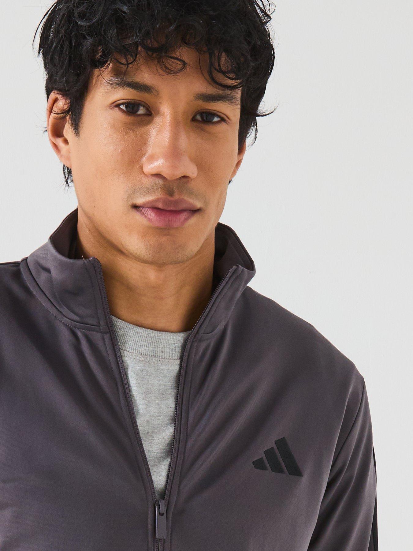  image of adidas-sportswear-mens-sportswear-basic-3-stripe-tricot-tracksuit-dark-grey