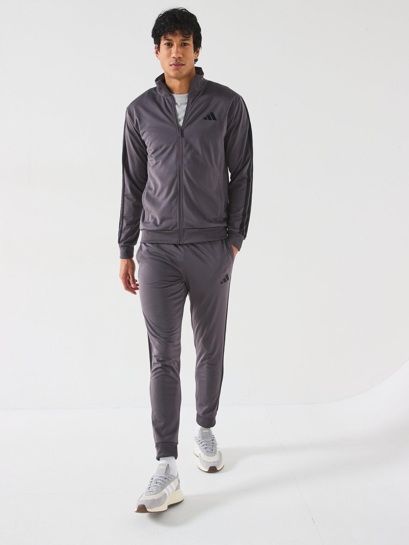  image of adidas-sportswear-mens-sportswear-basic-3-stripe-tricot-tracksuit-dark-grey