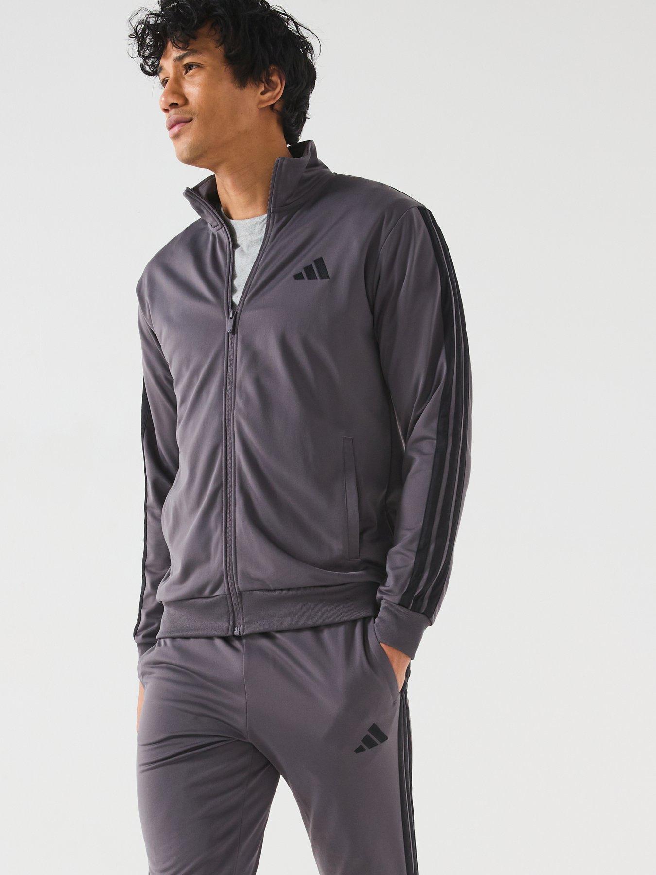  image of adidas-sportswear-mens-sportswear-basic-3-stripe-tricot-tracksuit-dark-grey