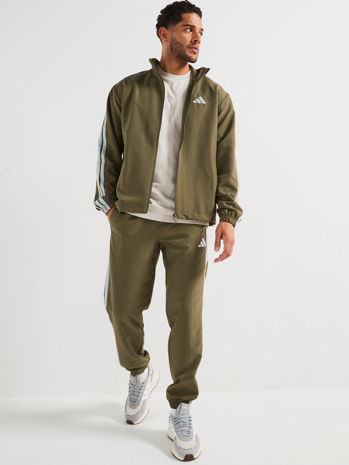  image of adidas-sportswear-mens-sportswear-basic-3-stripes-woven-tracksuit-green