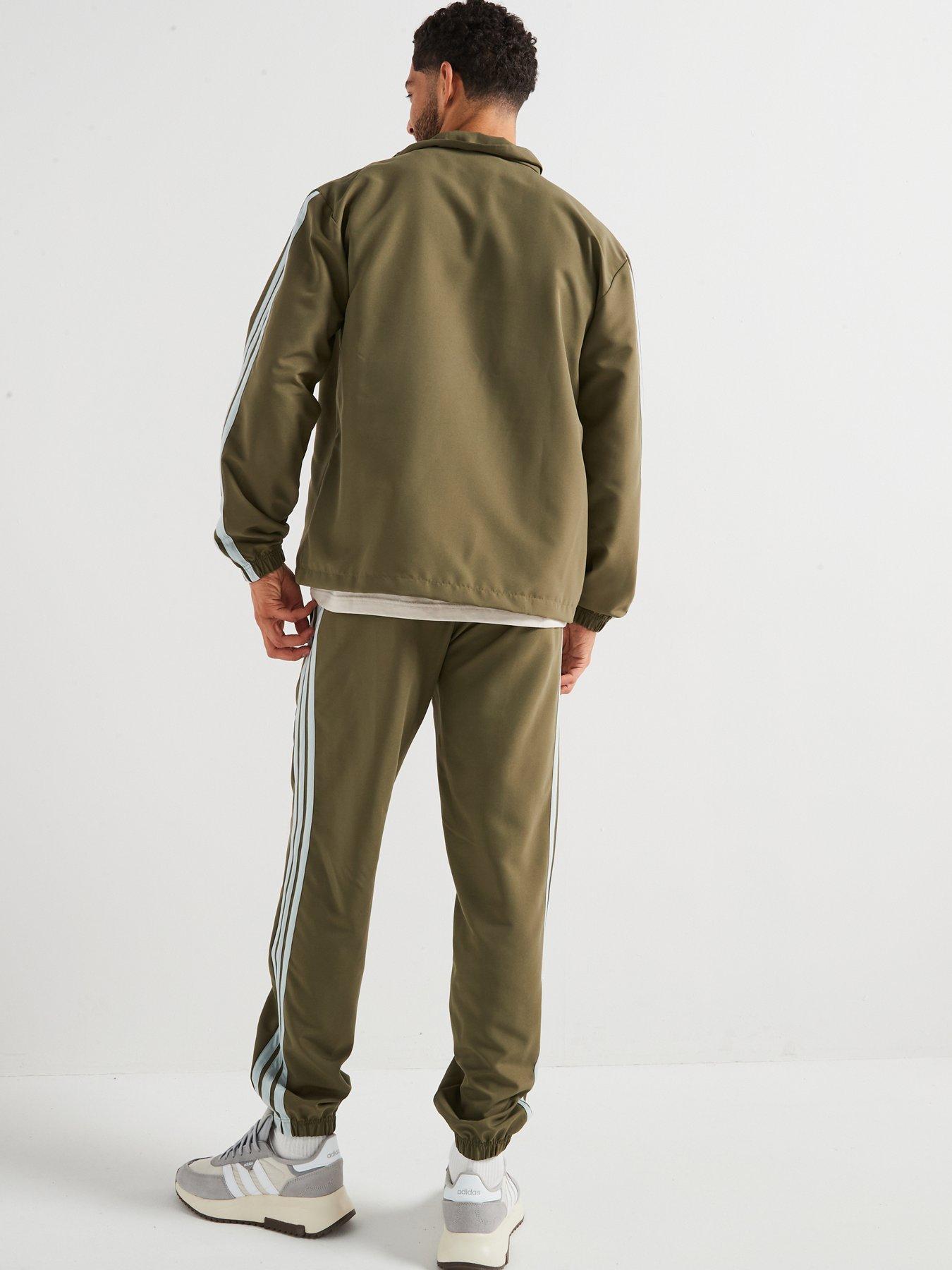  image of adidas-sportswear-mens-sportswear-basic-3-stripes-woven-tracksuit-green