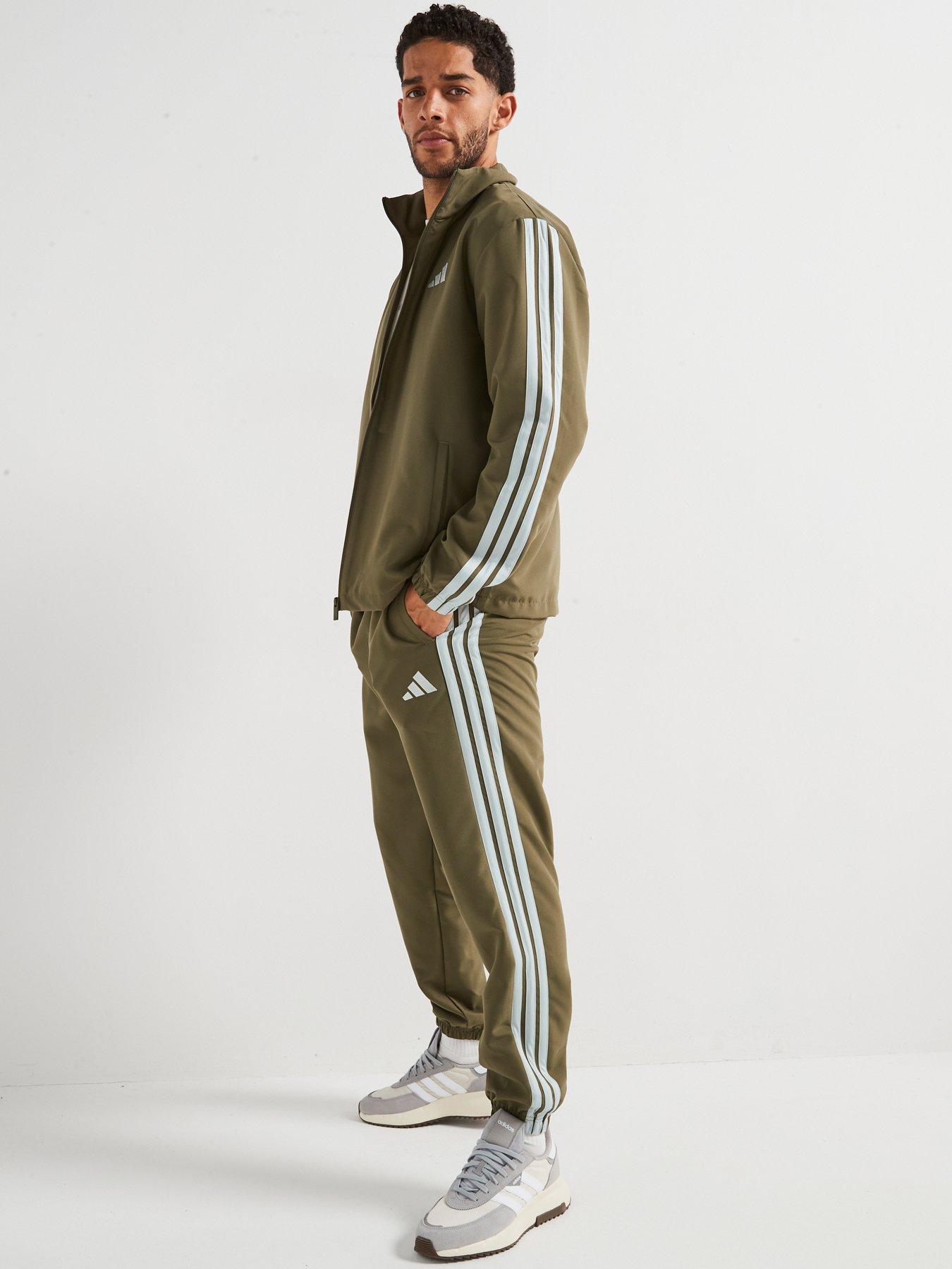  image of adidas-sportswear-mens-sportswear-basic-3-stripes-woven-tracksuit-green