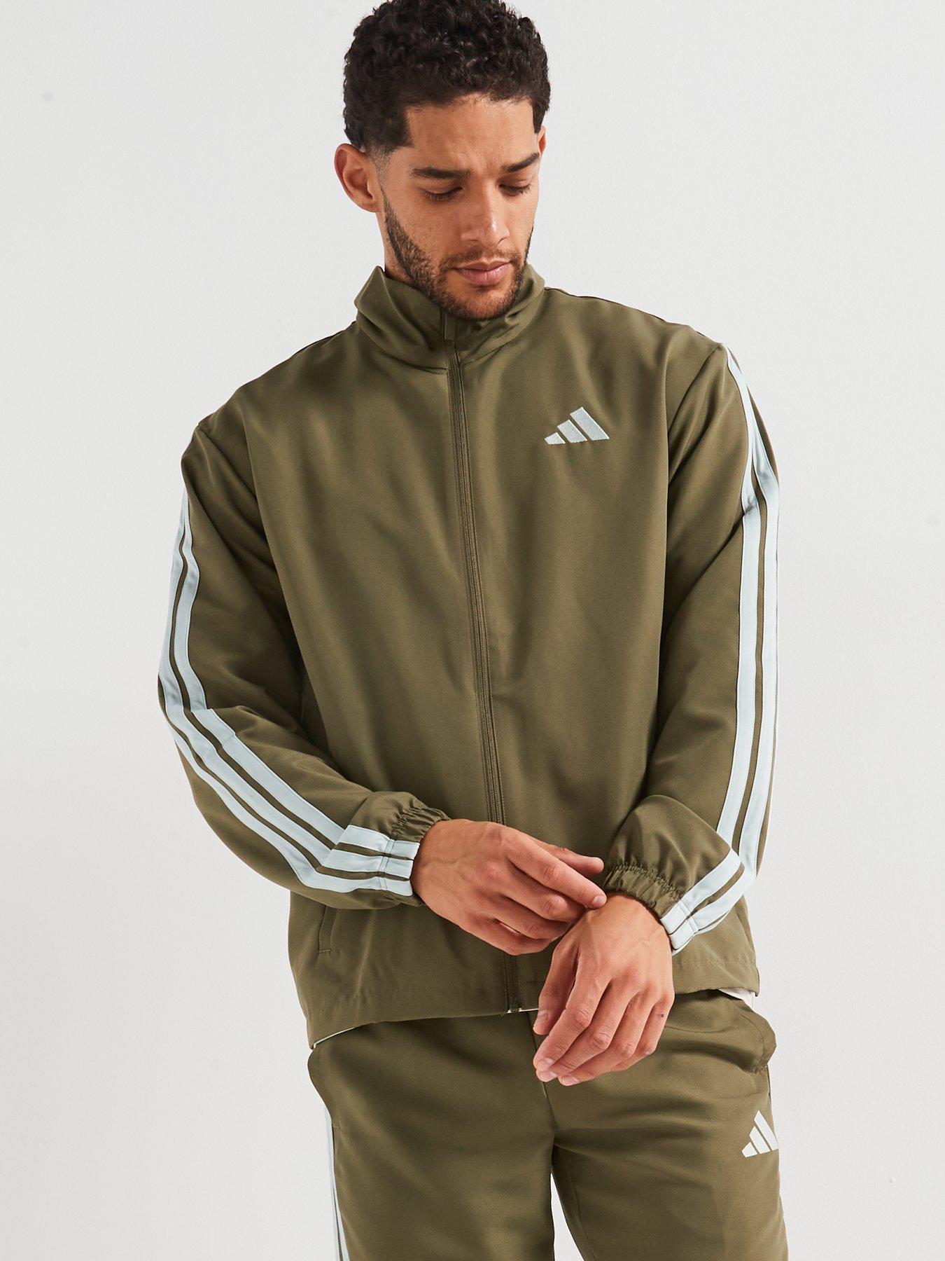  image of adidas-sportswear-mens-sportswear-basic-3-stripes-woven-tracksuit-green