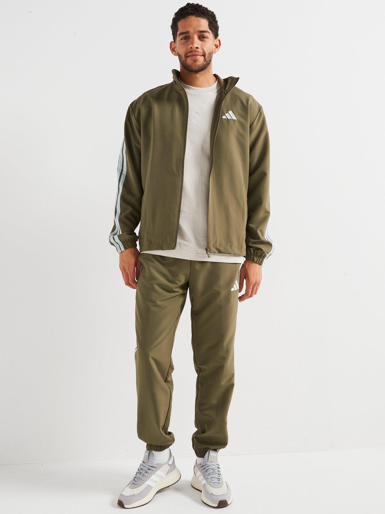  image of adidas-sportswear-mens-sportswear-basic-3-stripes-woven-tracksuit-green