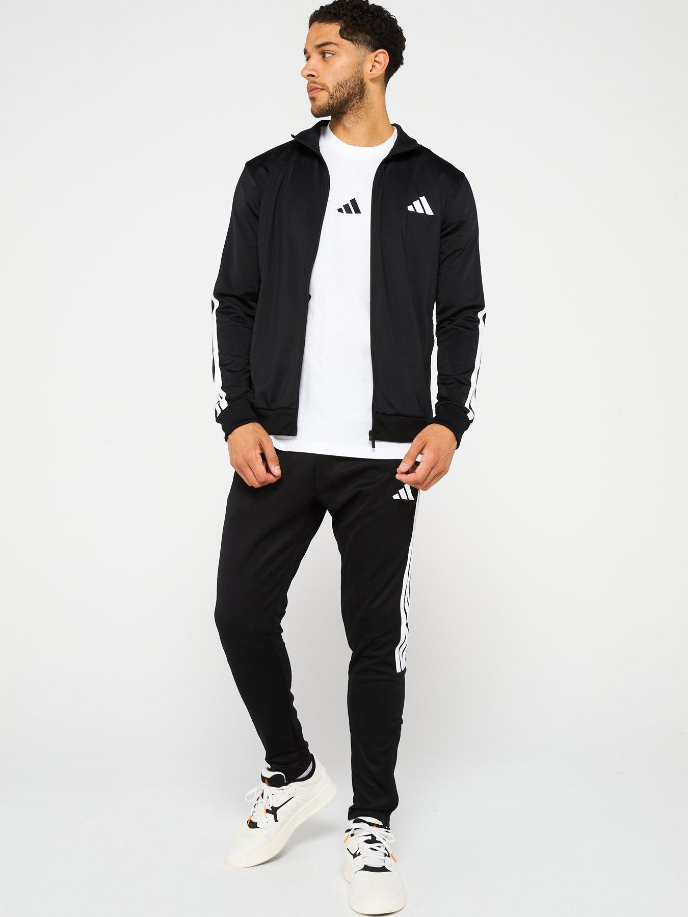 Image 3 of 5 of adidas Sportswear Men's Sportswear Basic 3 Stripes Tricot Tracksuit - Black