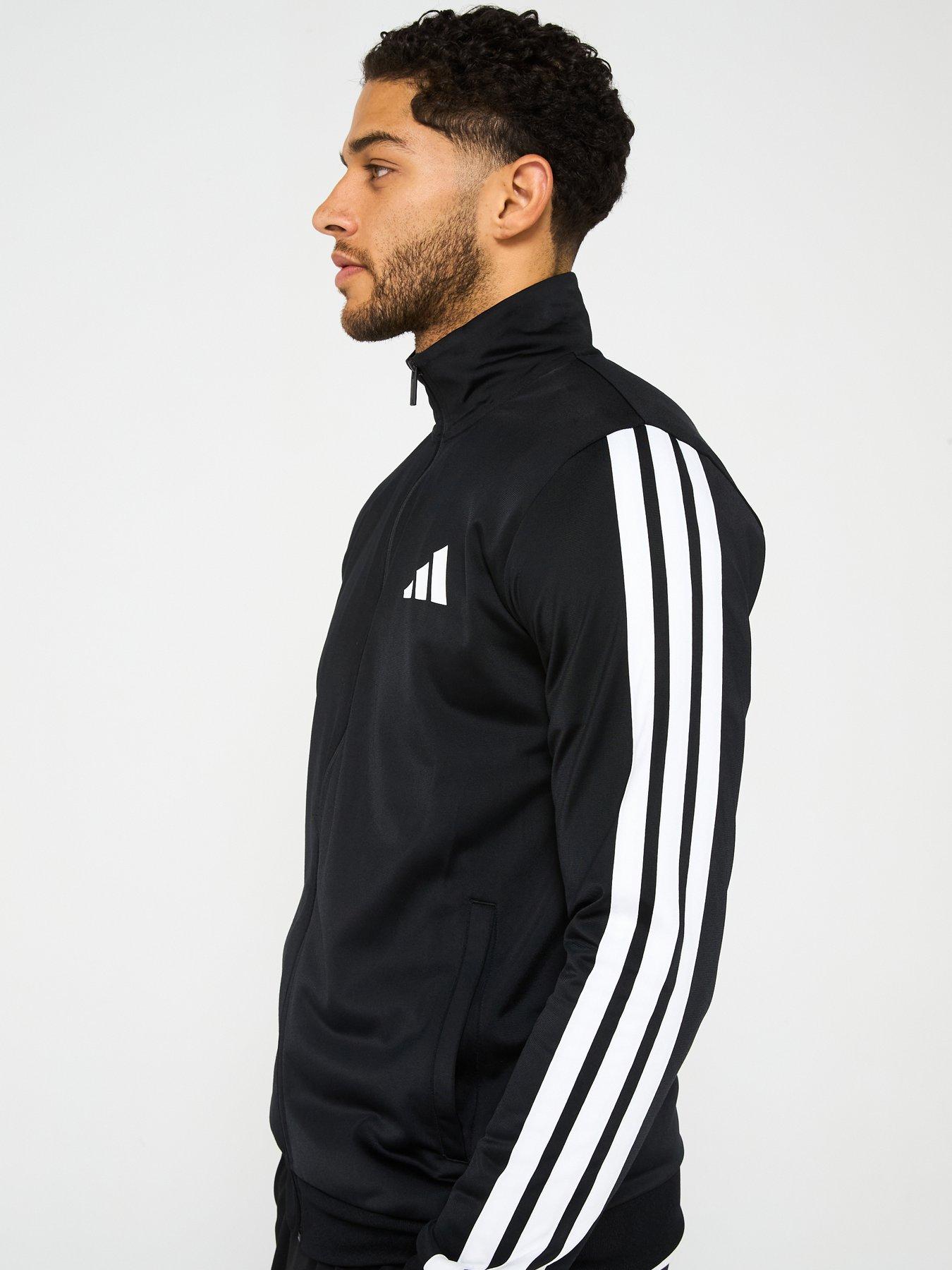 Image 4 of 5 of adidas Sportswear Men's Sportswear Basic 3 Stripes Tricot Tracksuit - Black