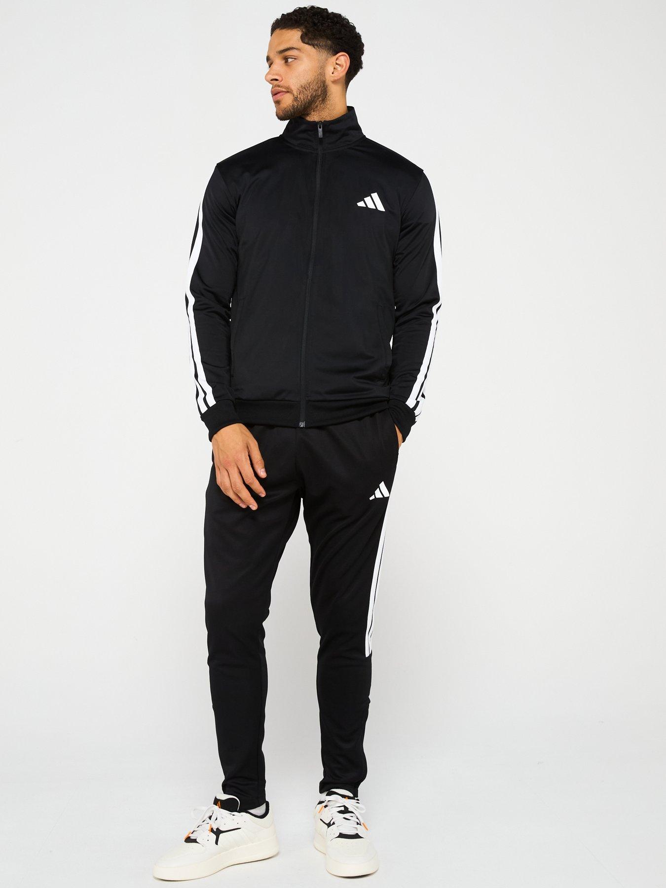 Image 5 of 5 of adidas Sportswear Men's Sportswear Basic 3 Stripes Tricot Tracksuit - Black