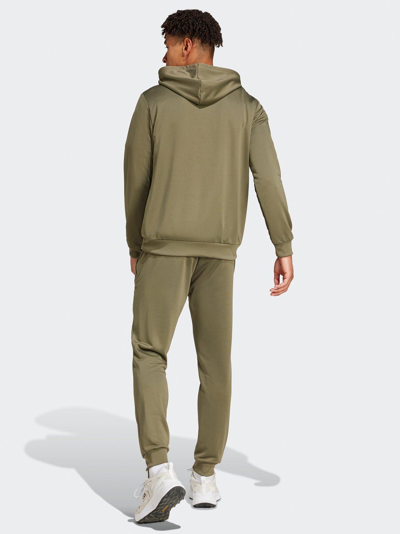  image of adidas-sportswear-mens-sportswear-french-terry-hooded-tracksuit-green