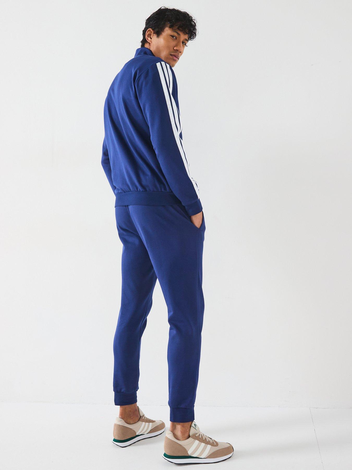  image of adidas-sportswear-mens-sportswear-basic-3-stripes-fleece-tracksuit-blue