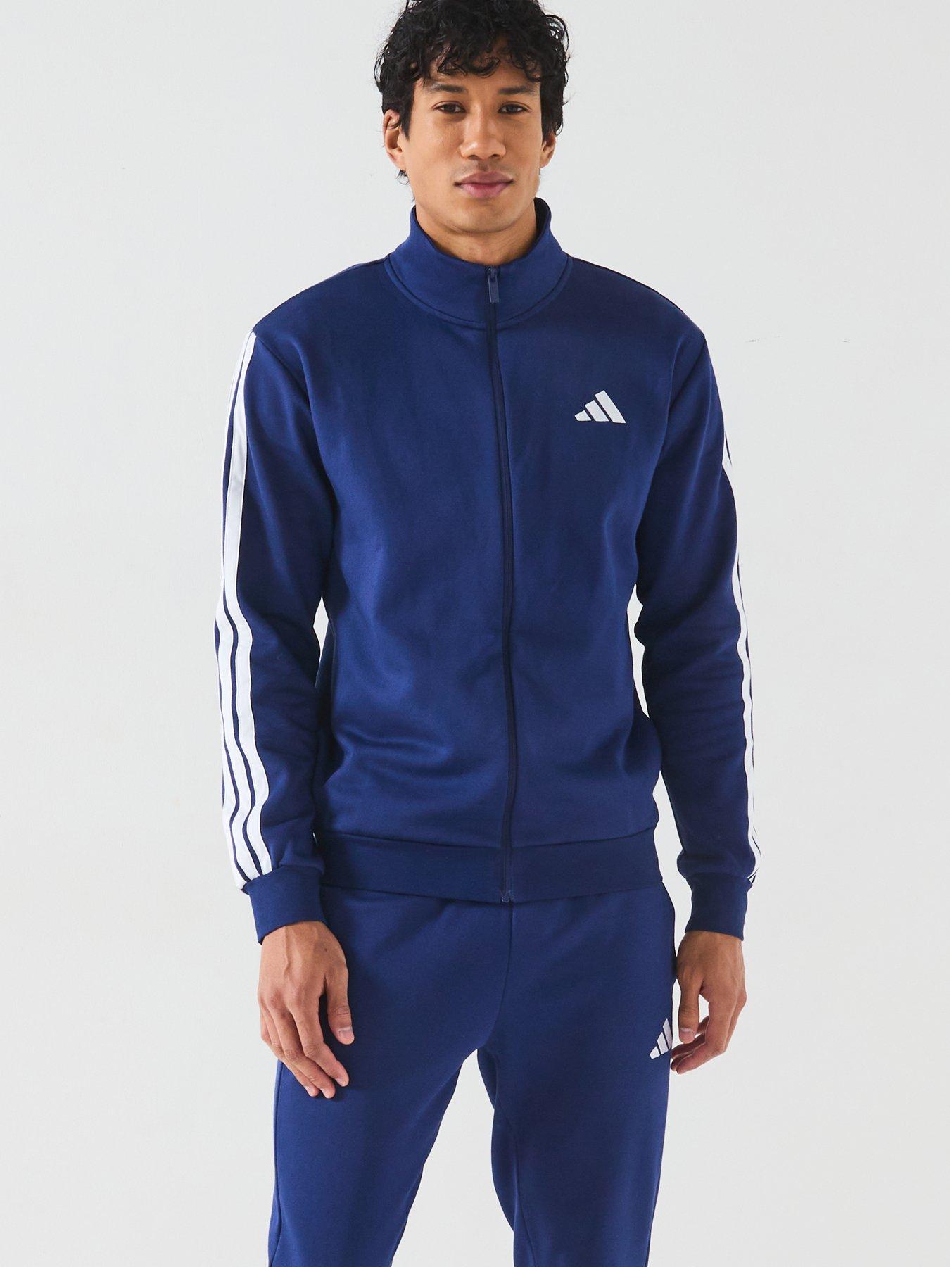  image of adidas-sportswear-mens-sportswear-basic-3-stripes-fleece-tracksuit-blue