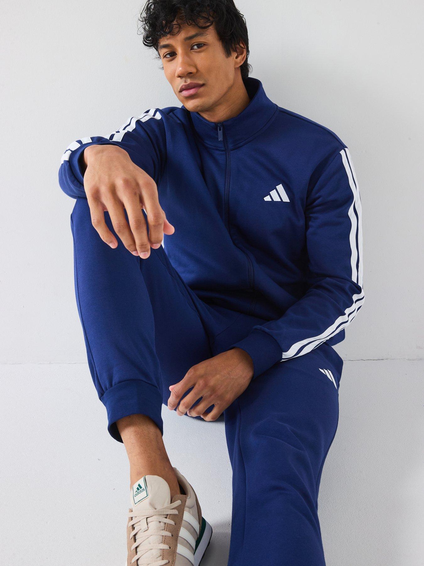  image of adidas-sportswear-mens-sportswear-basic-3-stripes-fleece-tracksuit-blue