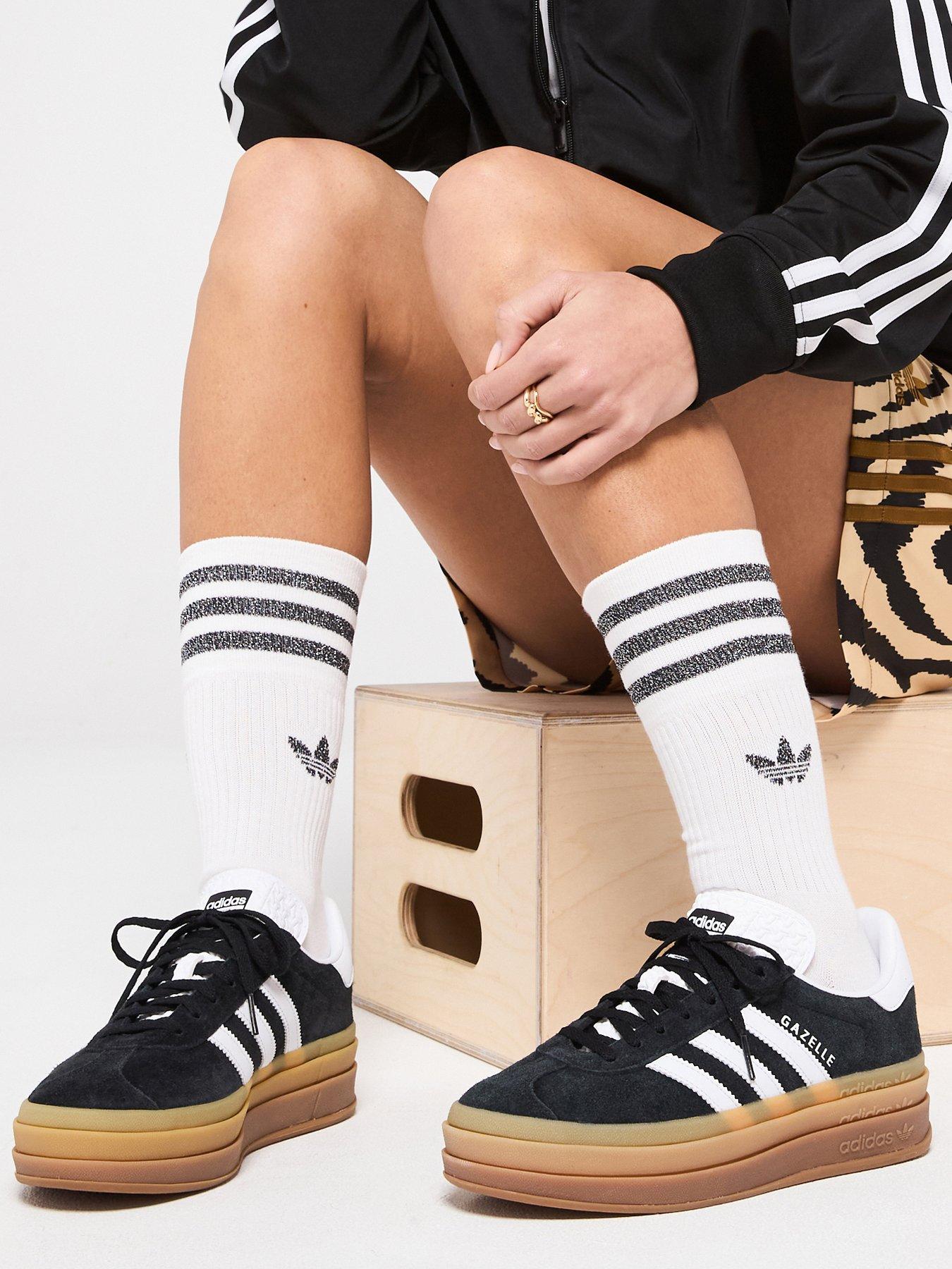 front image of adidas-originals-womens-gazelle-bold-trainers-black