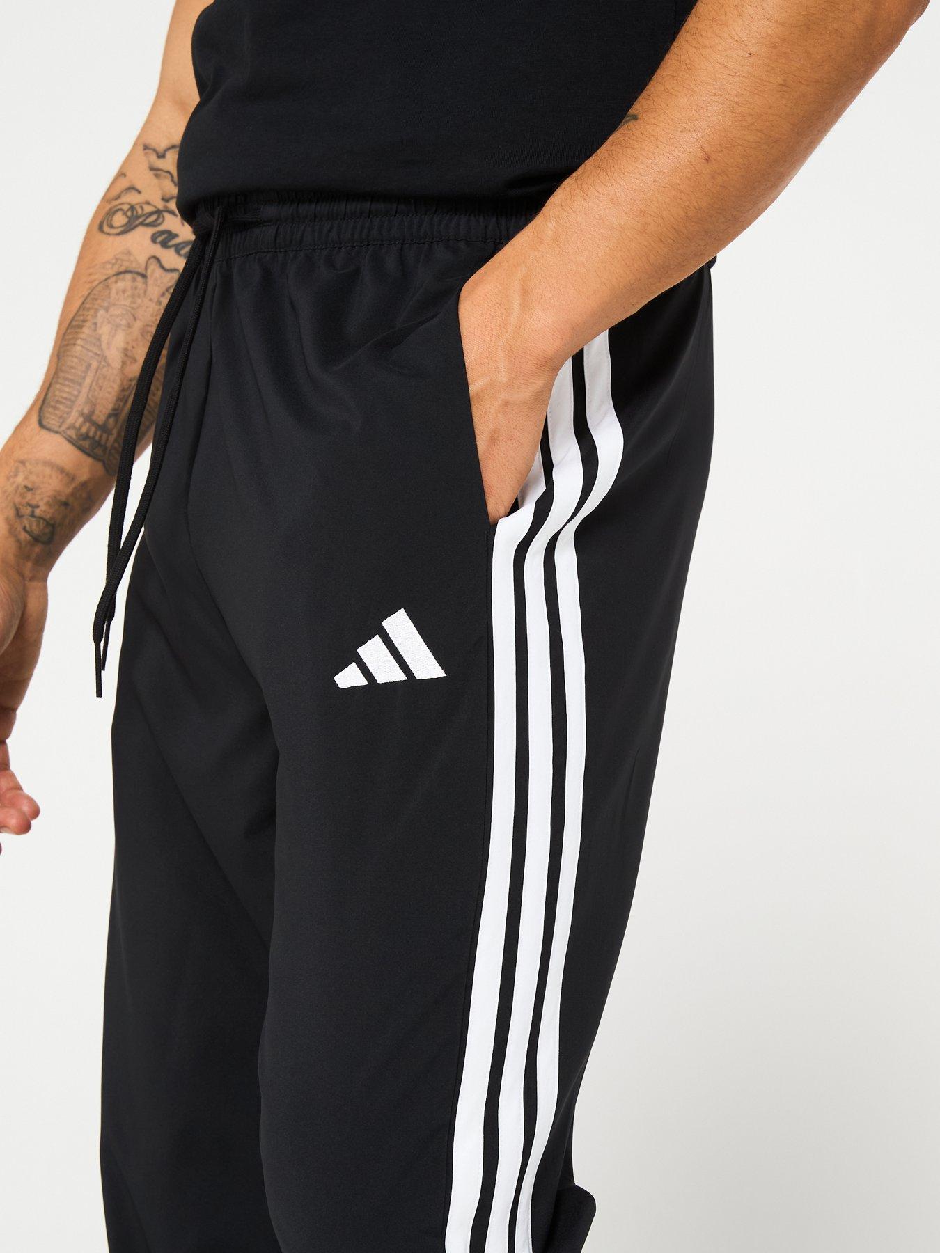  image of adidas-sportswear-mens-essential-3-stripe-woven-pant-black