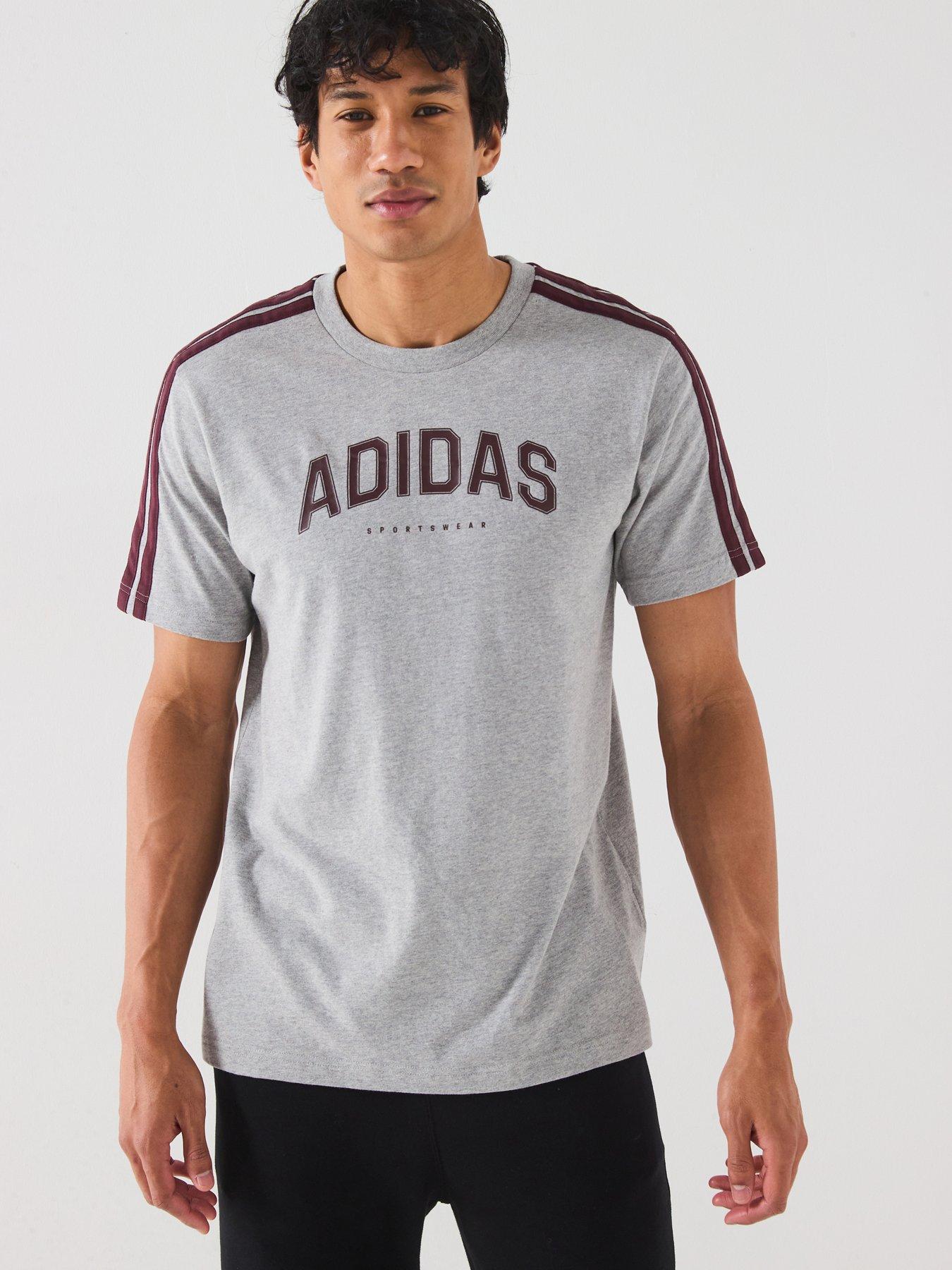 adidas Sportswear Men's Codes Collegiate Linear Graphic Tee - Medium Grey Heather