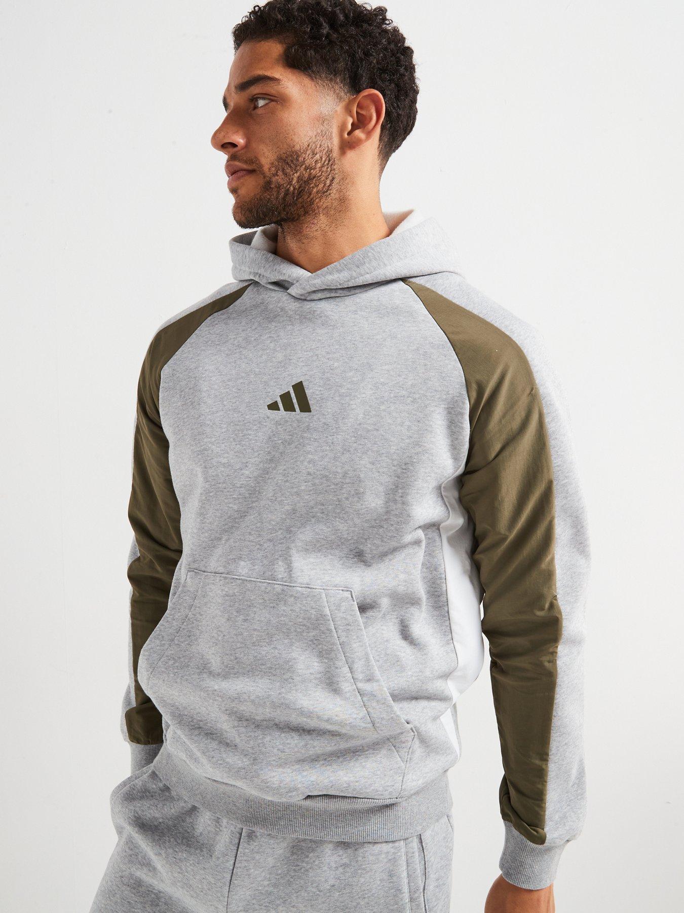  image of adidas-sportswear-mens-seasonal-essentials-colourblock-hoodie-grey