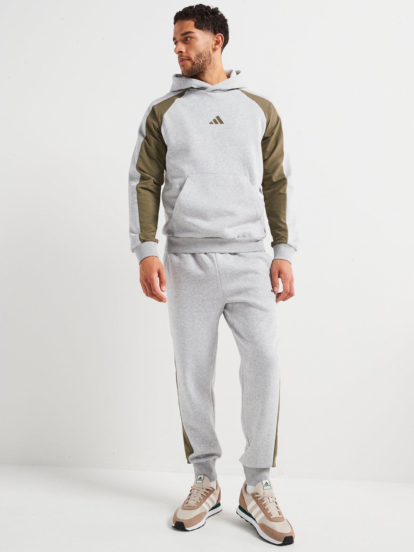  image of adidas-sportswear-mens-seasonal-essentials-colourblock-hoodie-grey