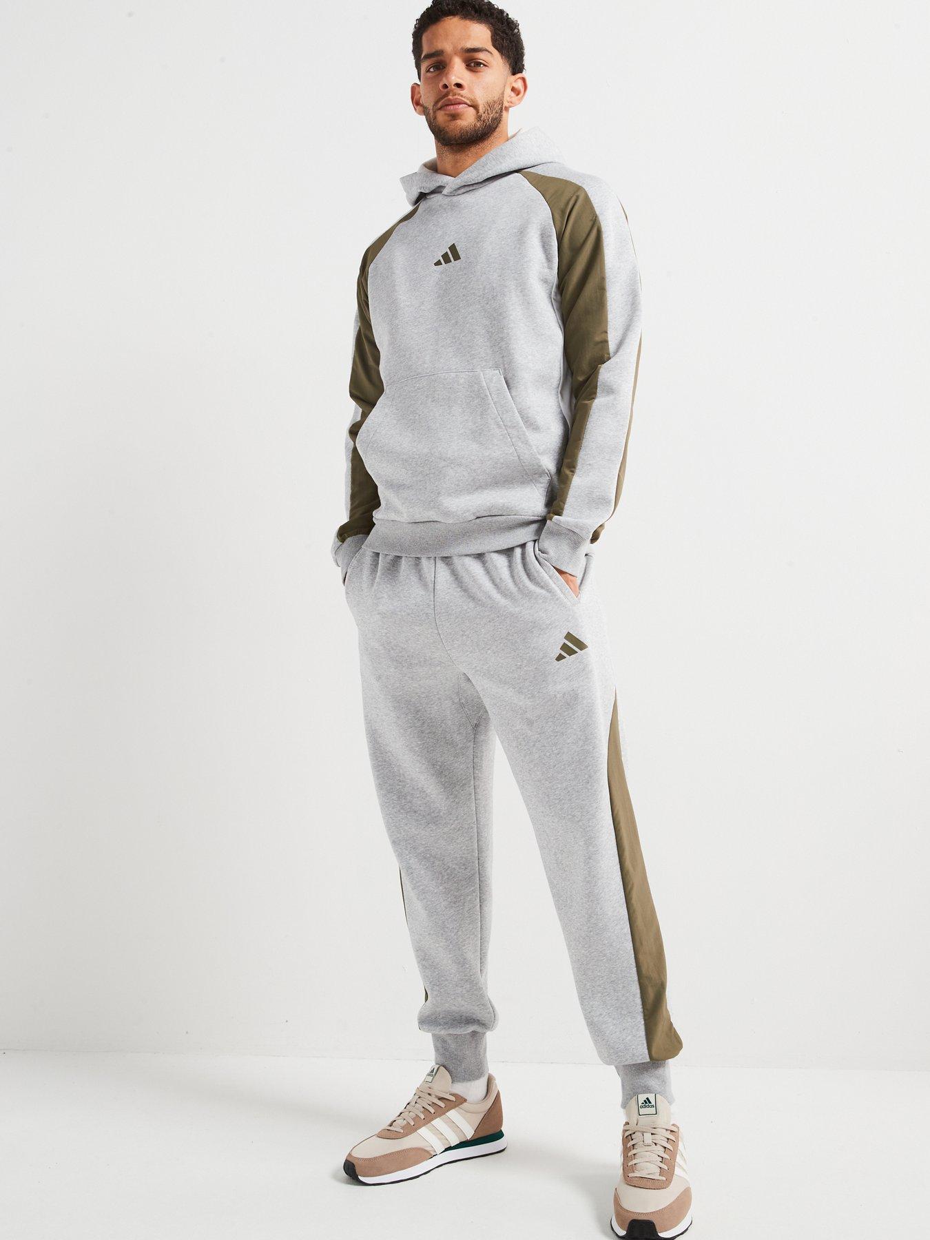  image of adidas-sportswear-mens-seasonal-essentials-colourblock-hoodie-grey
