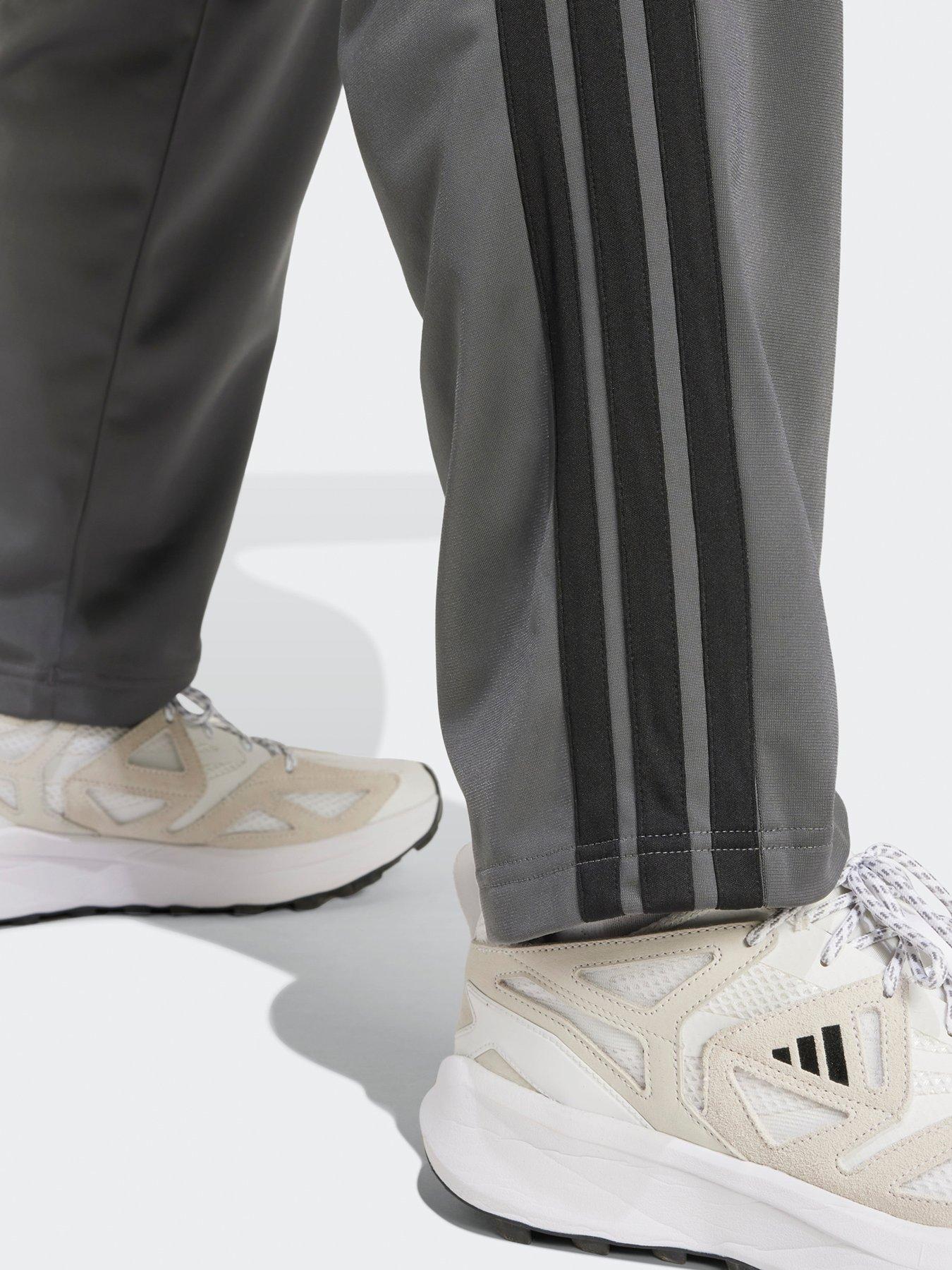  image of adidas-sportswear-mens-3-stripe-tricot-tracksuit-bottoms-dark-grey