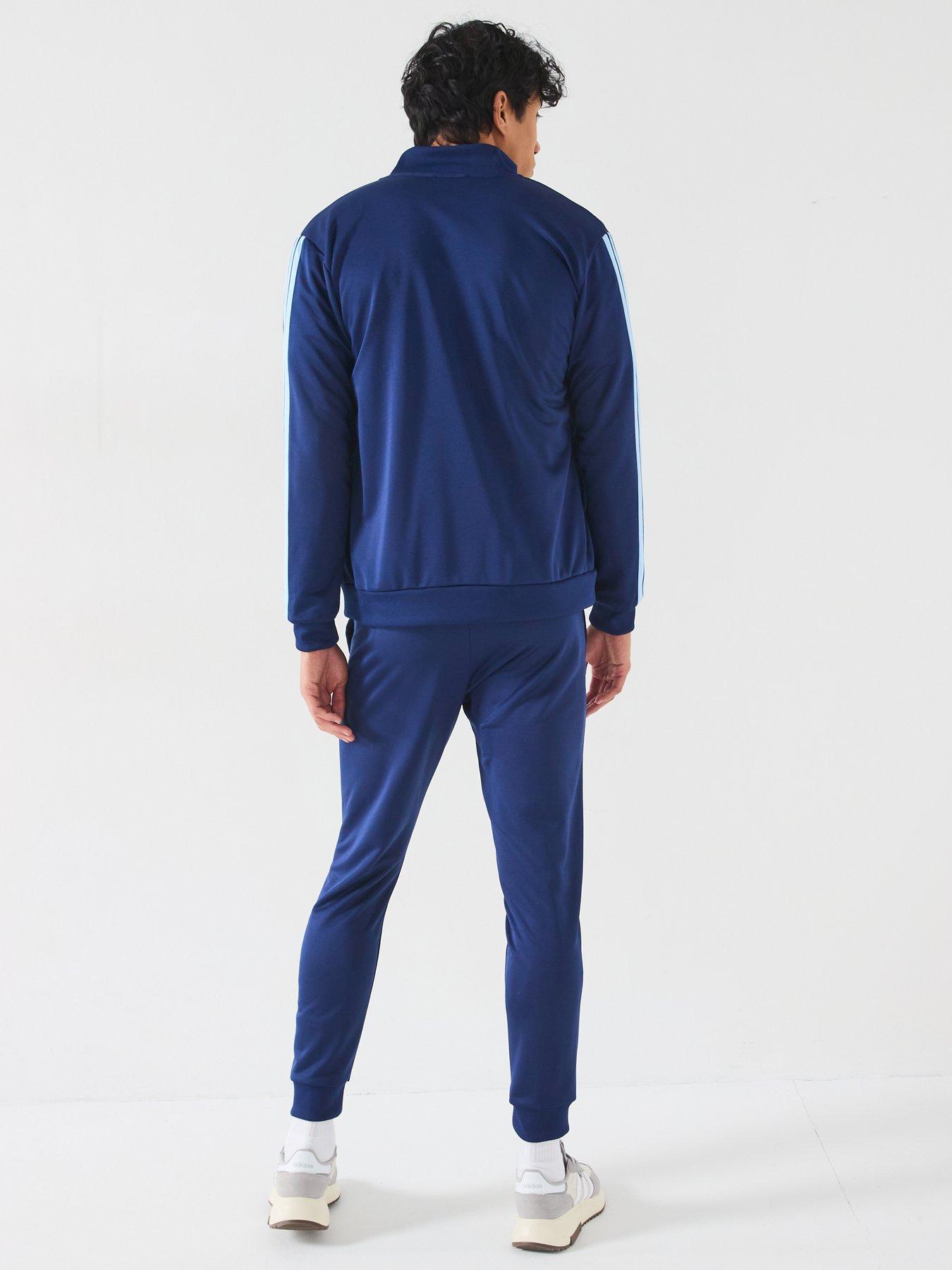Image 2 of 6 of adidas Sportswear Mens Sportswear Basic 3-stripe French Terry Tracksuit - Blue