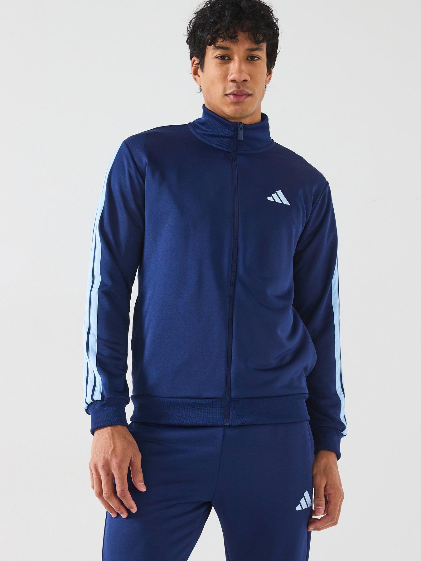 Image 5 of 6 of adidas Sportswear Mens Sportswear Basic 3-stripe French Terry Tracksuit - Blue