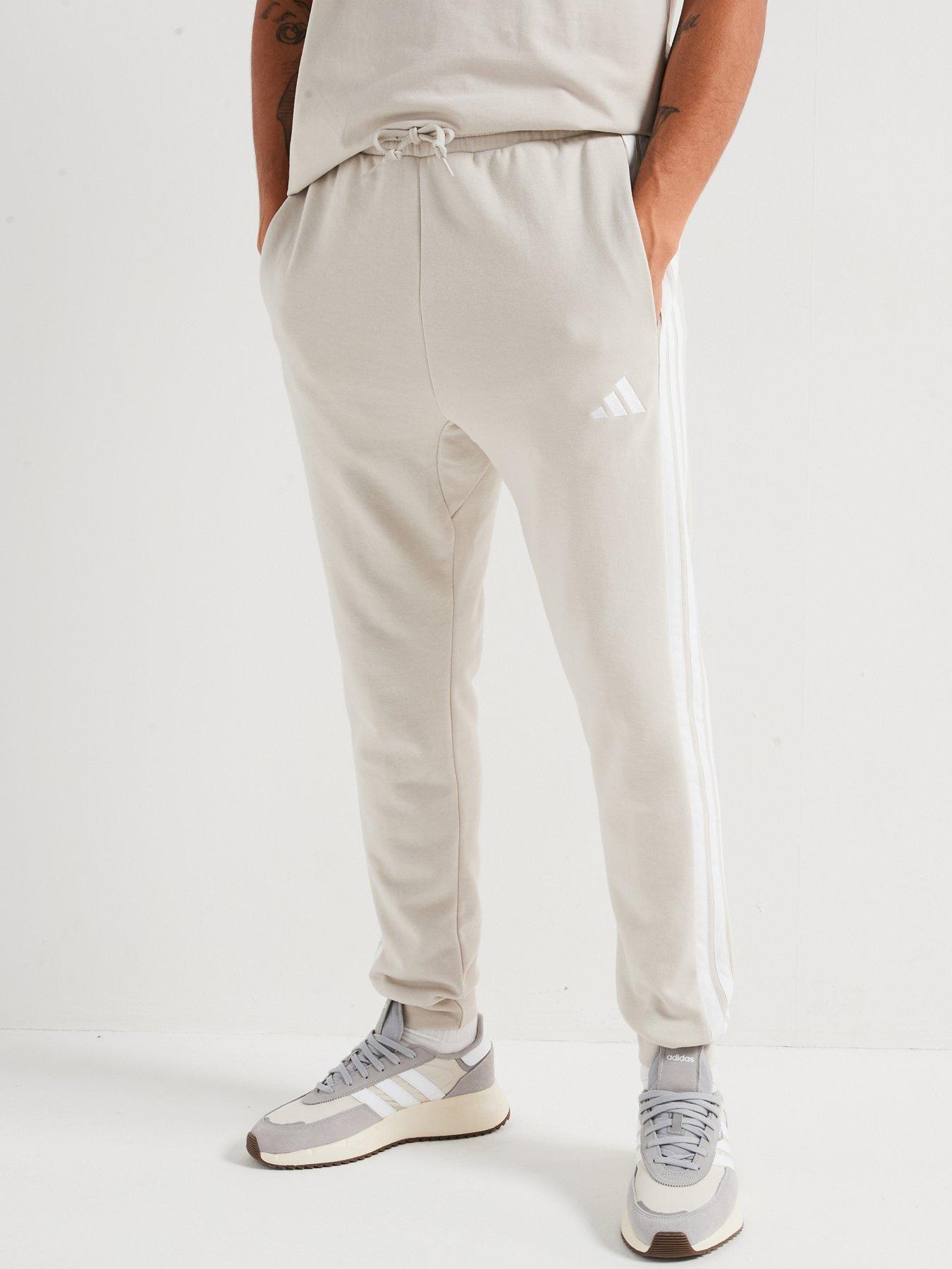 adidas-sportswear-mens-essential-3-stripe-french-terry-joggers-greywonder-aluminawhite