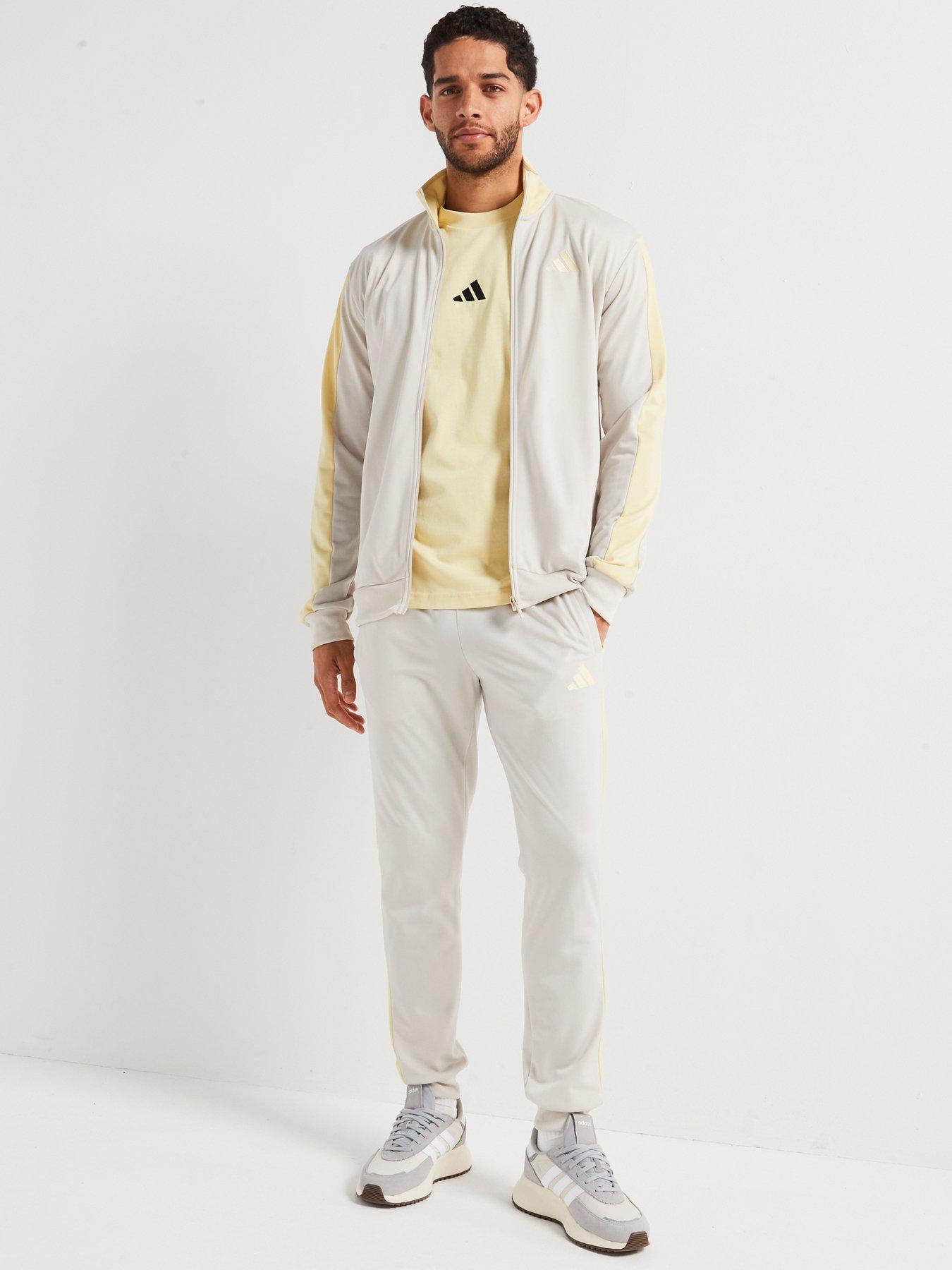 Image 1 of 5 of adidas Sportswear Mens Sportswear Basic Tricot Colorblock Tracksuit - Beige