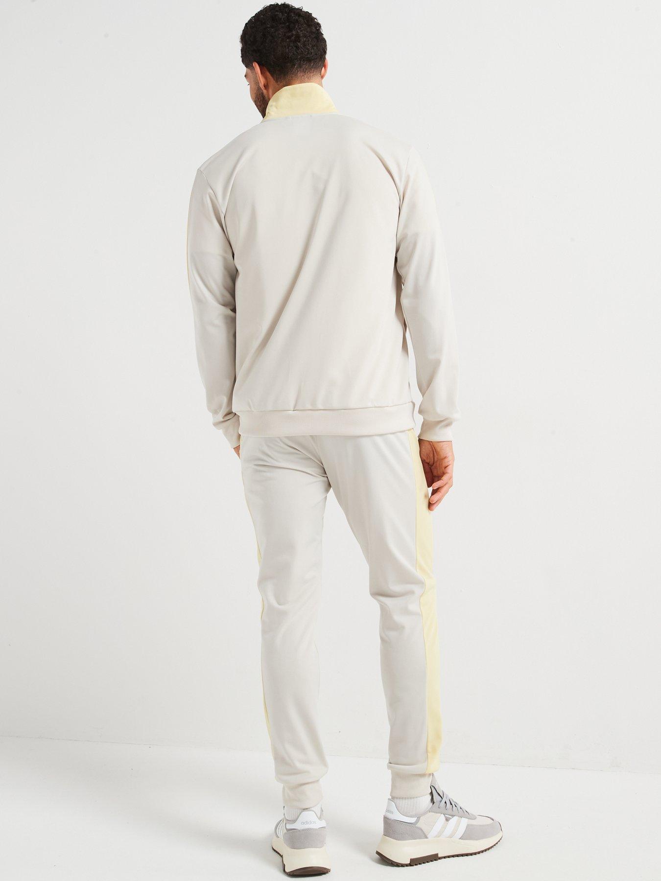 Image 2 of 5 of adidas Sportswear Mens Sportswear Basic Tricot Colorblock Tracksuit - Beige