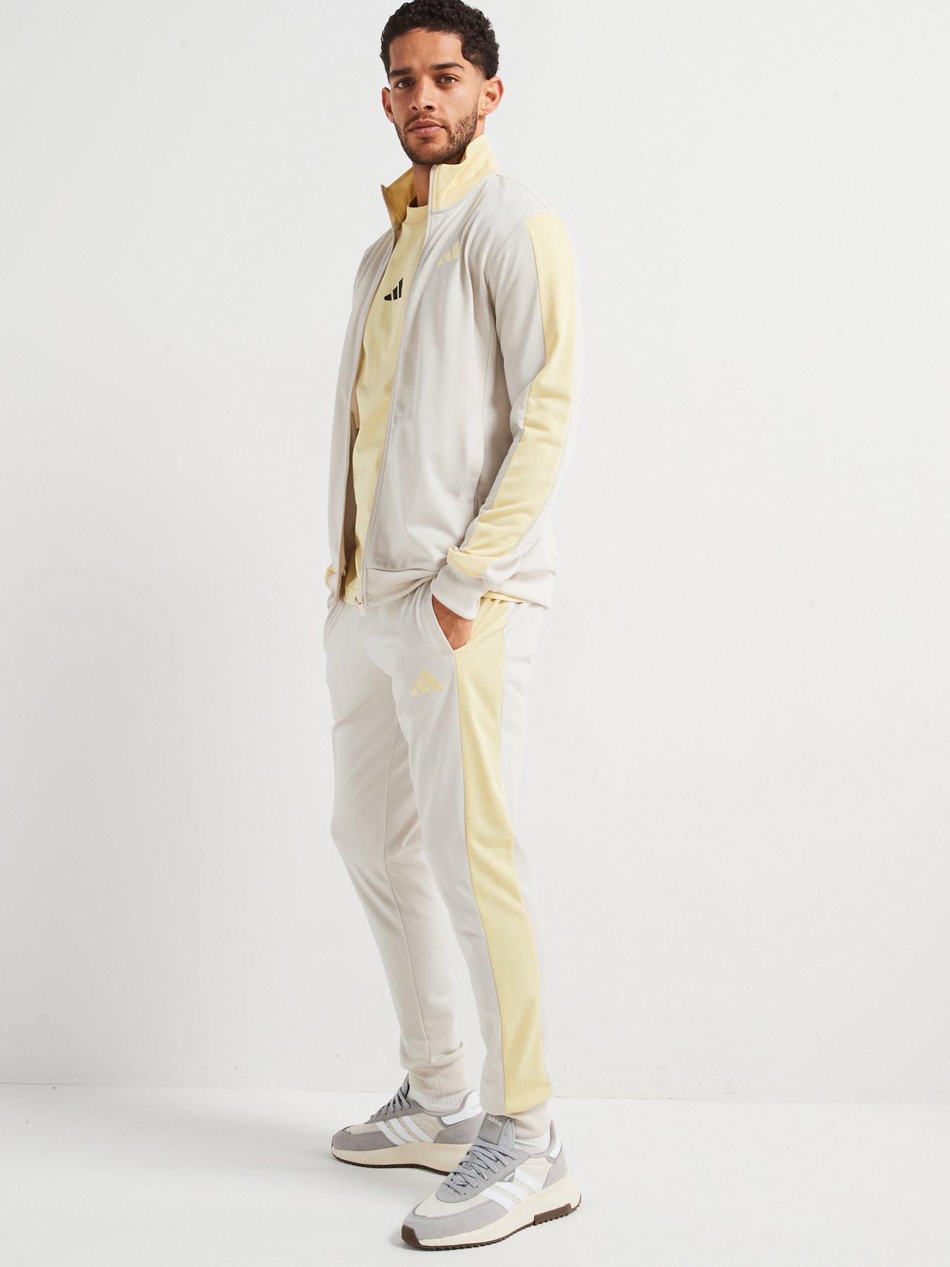 Image 3 of 5 of adidas Sportswear Mens Sportswear Basic Tricot Colorblock Tracksuit - Beige
