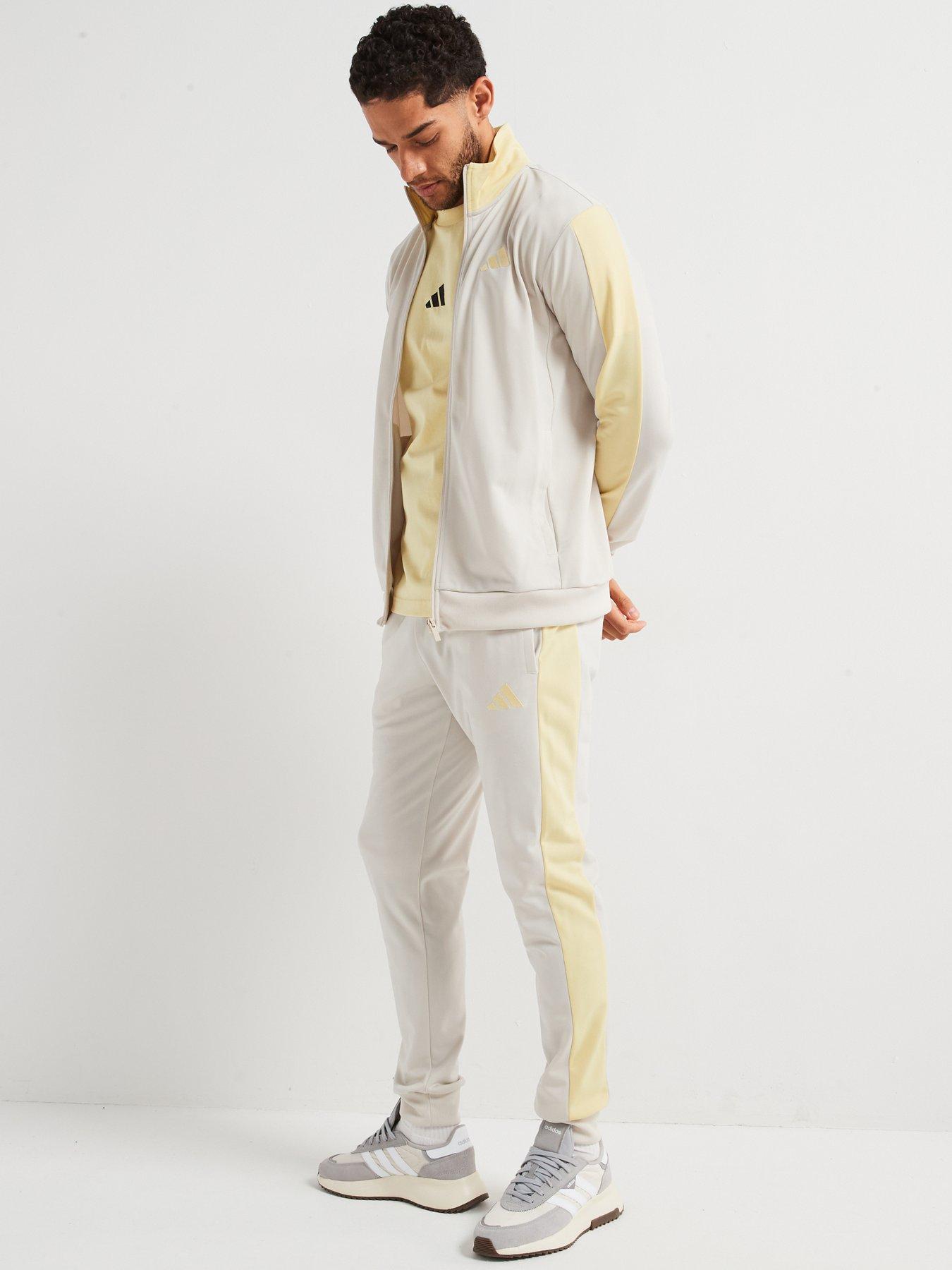 Image 5 of 5 of adidas Sportswear Mens Sportswear Basic Tricot Colorblock Tracksuit - Beige