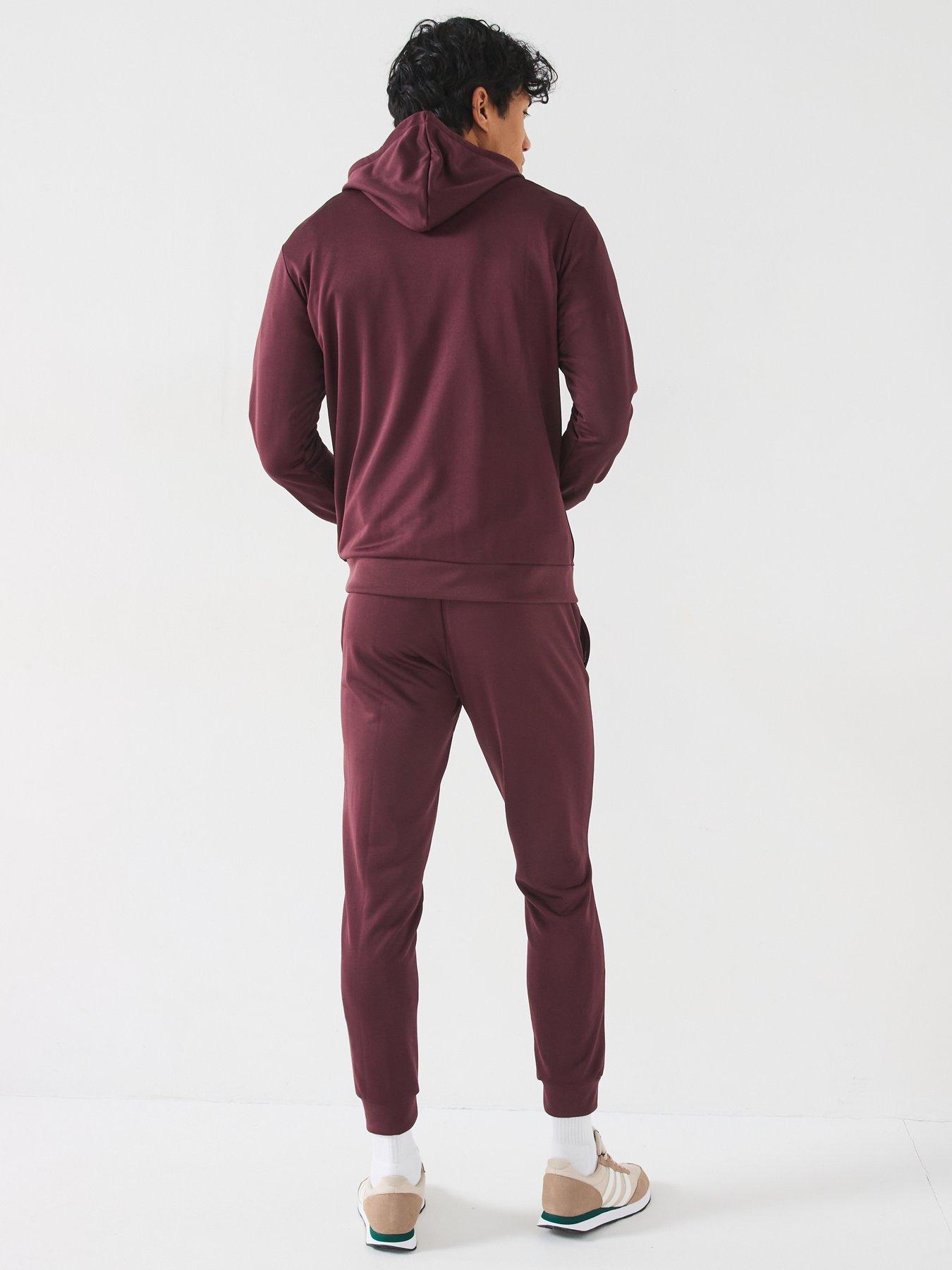  image of adidas-sportswear-mens-sportswear-french-terry-hooded-tracksuit-red