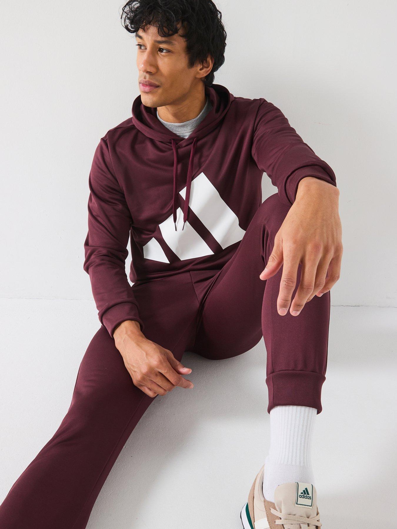  image of adidas-sportswear-mens-sportswear-french-terry-hooded-tracksuit-red
