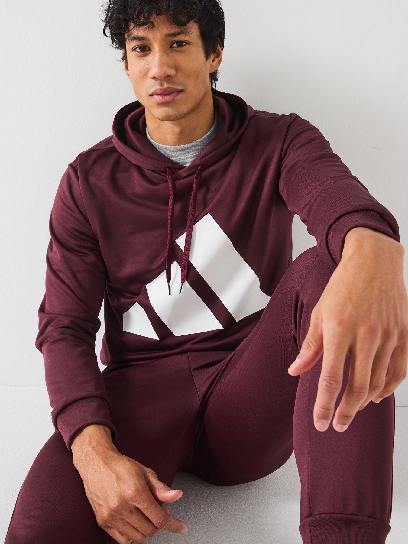 image of adidas-sportswear-mens-sportswear-french-terry-hooded-tracksuit-red