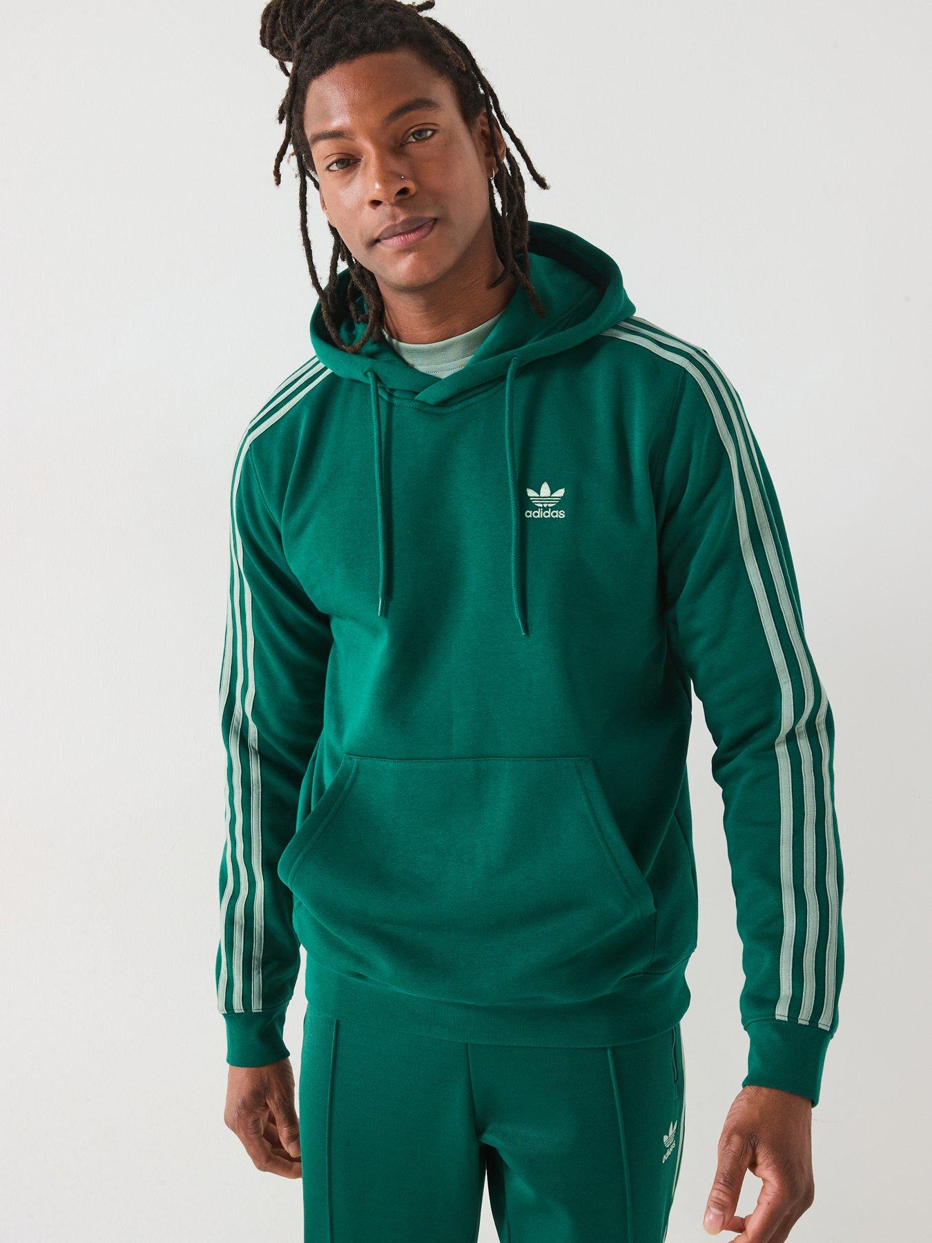  image of adidas-originals-mens-adicolor-3-stripe-overhead-hoodie-green