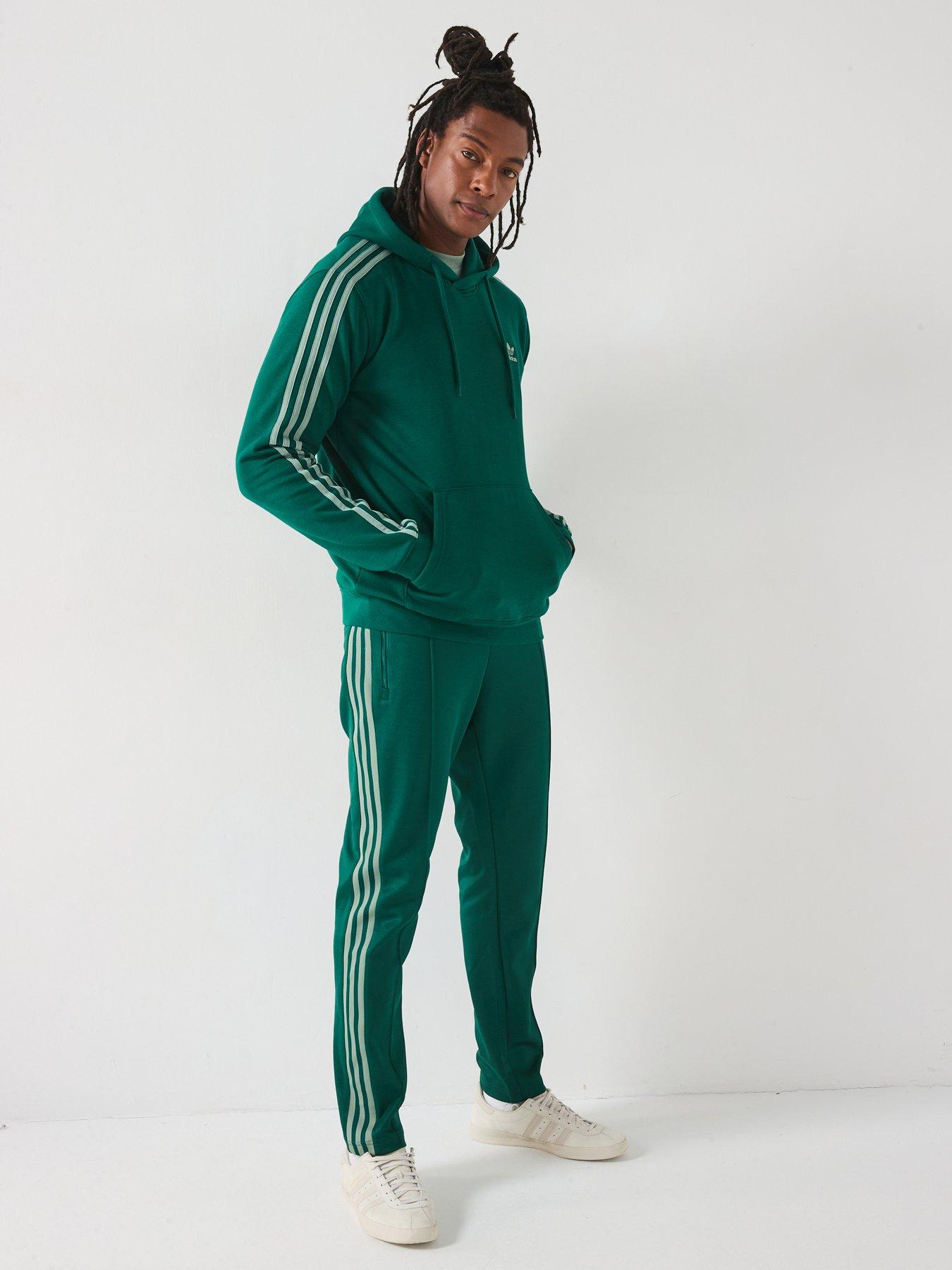  image of adidas-originals-mens-adicolor-3-stripe-overhead-hoodie-green