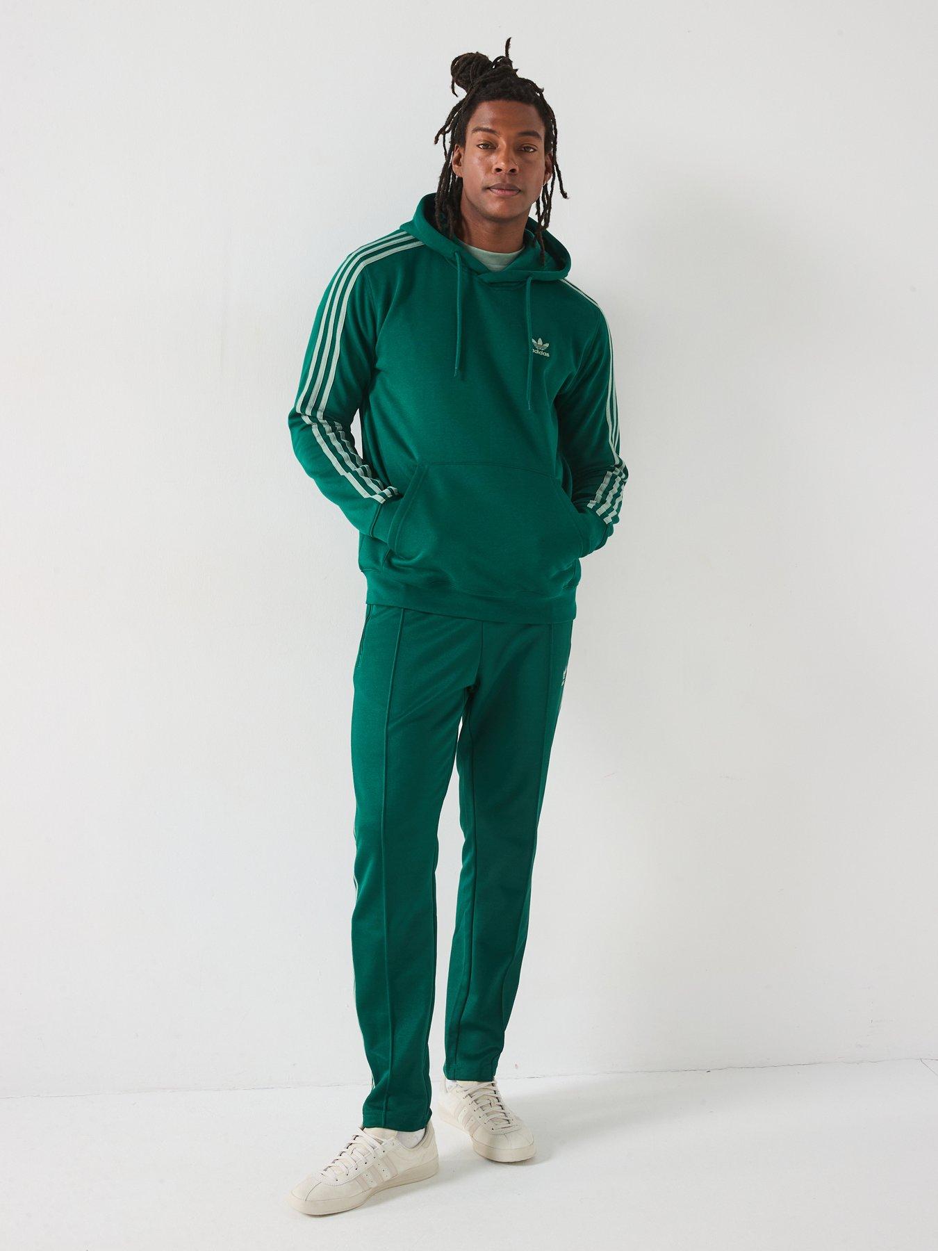  image of adidas-originals-mens-adicolor-3-stripe-overhead-hoodie-green