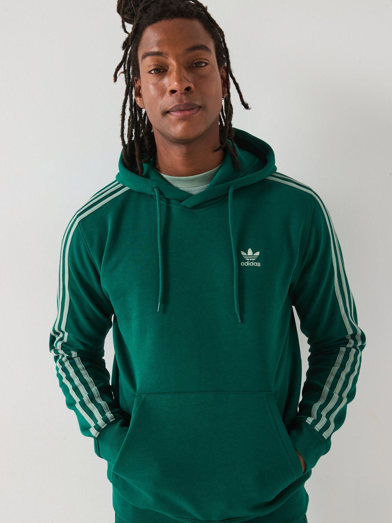  image of adidas-originals-mens-adicolor-3-stripe-overhead-hoodie-green