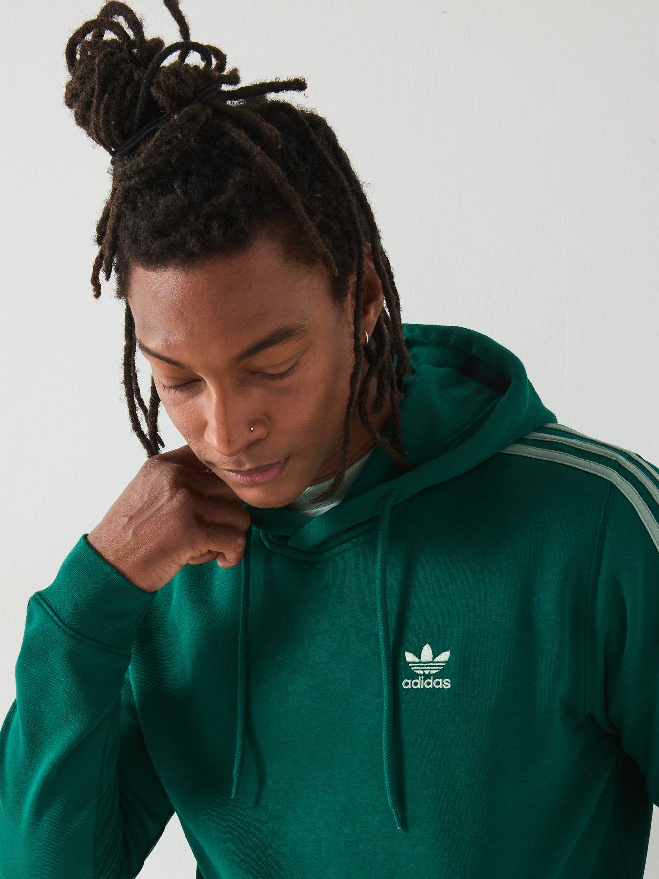  image of adidas-originals-mens-adicolor-3-stripe-overhead-hoodie-green