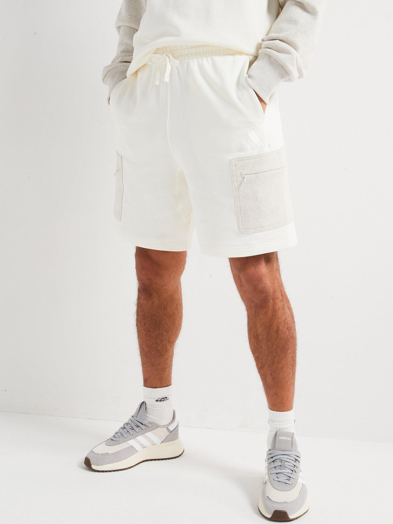  image of adidas-sportswear-mens-all-szn-french-terry-colorblock-shorts-white