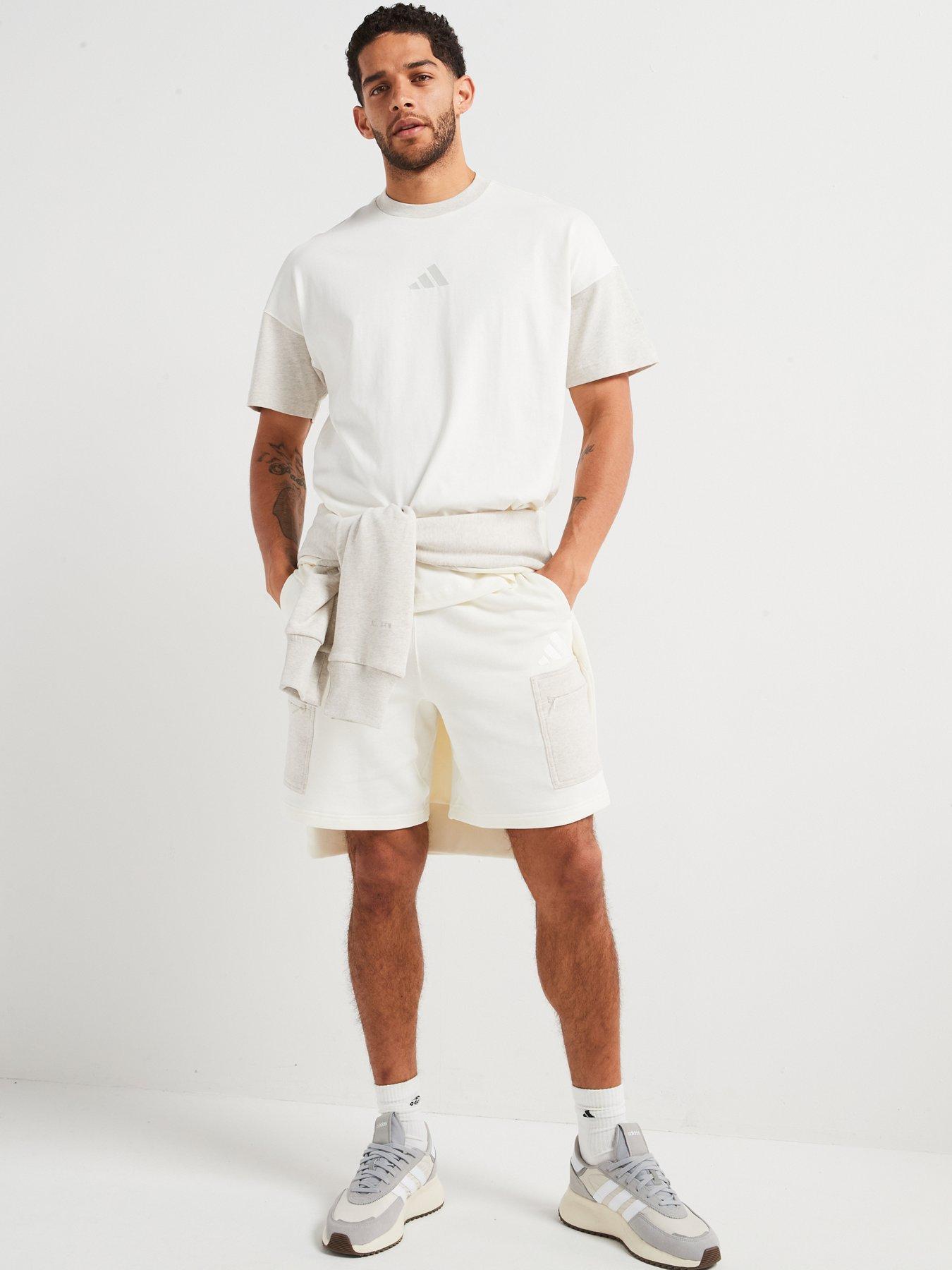  image of adidas-sportswear-mens-all-szn-french-terry-colorblock-shorts-white