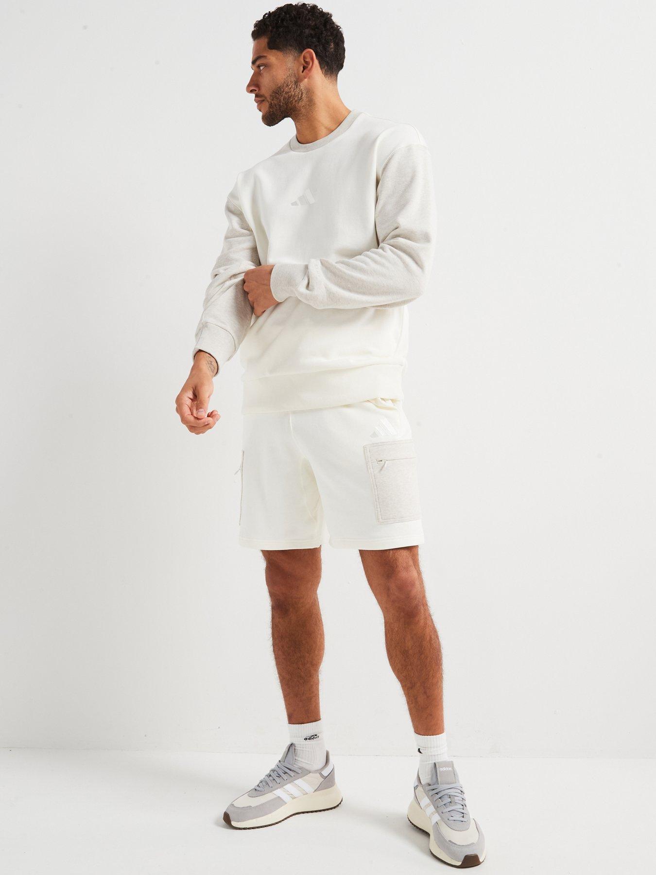  image of adidas-sportswear-mens-all-szn-french-terry-colorblock-shorts-white