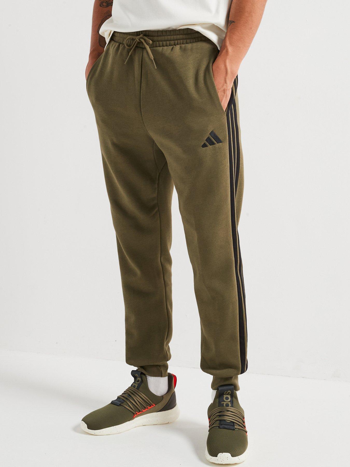  image of adidas-sportswear-mens-essential-3-stripe-fleece-pant-green