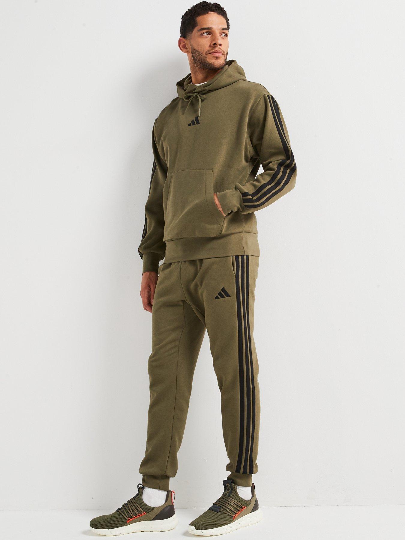  image of adidas-sportswear-mens-essential-3-stripe-fleece-pant-green
