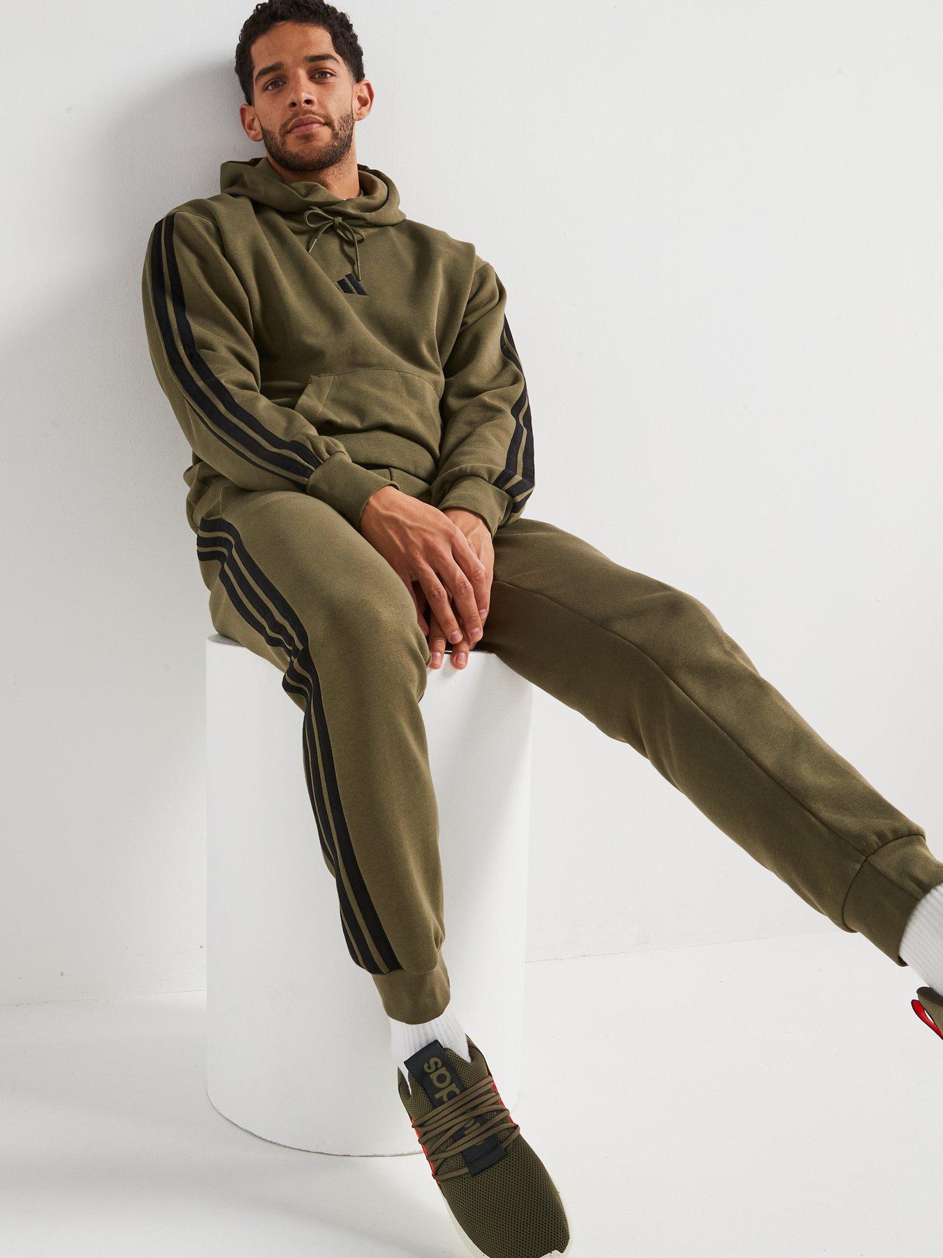  image of adidas-sportswear-mens-essential-3-stripe-fleece-pant-green