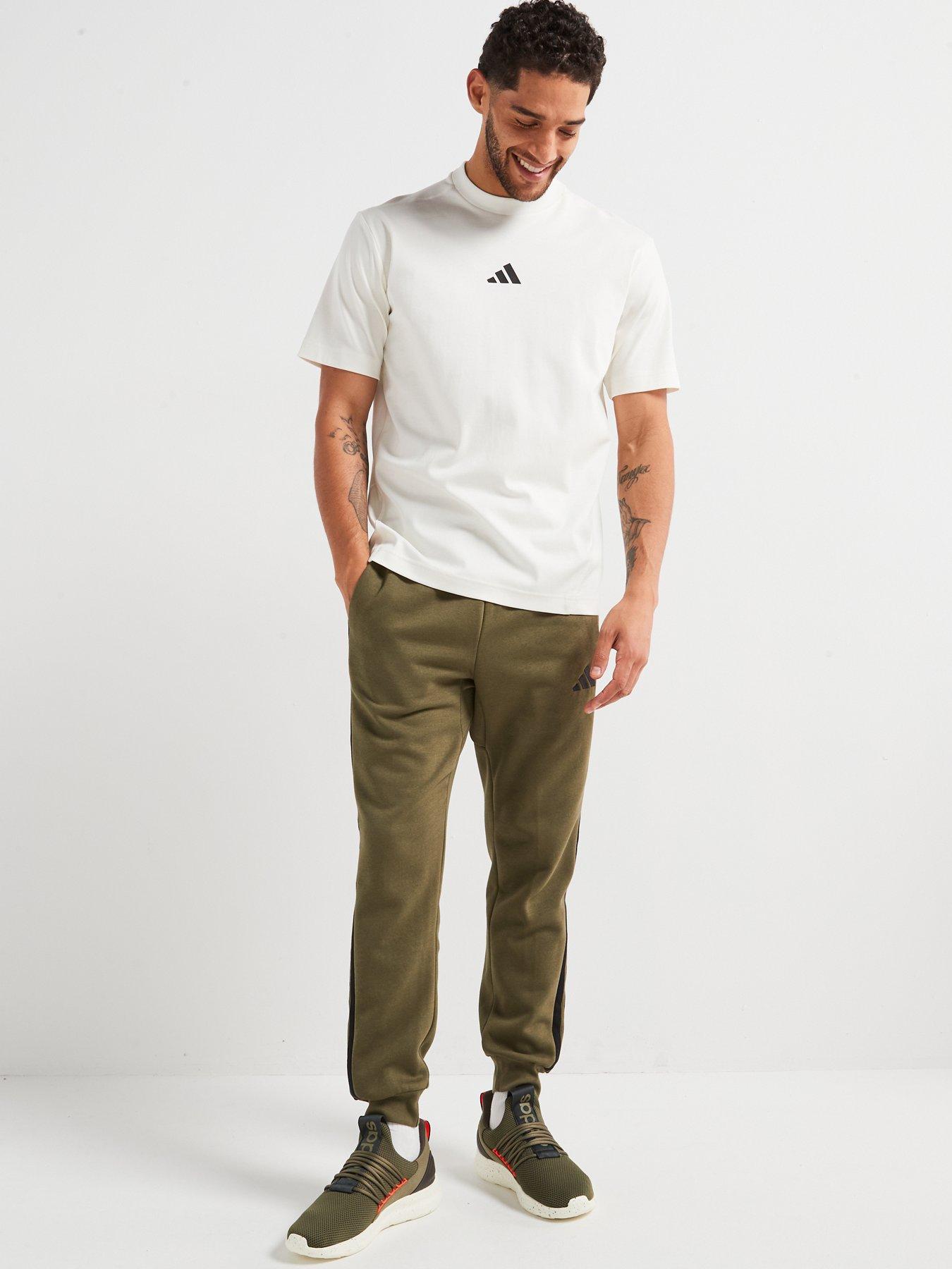  image of adidas-sportswear-mens-essential-3-stripe-fleece-pant-green