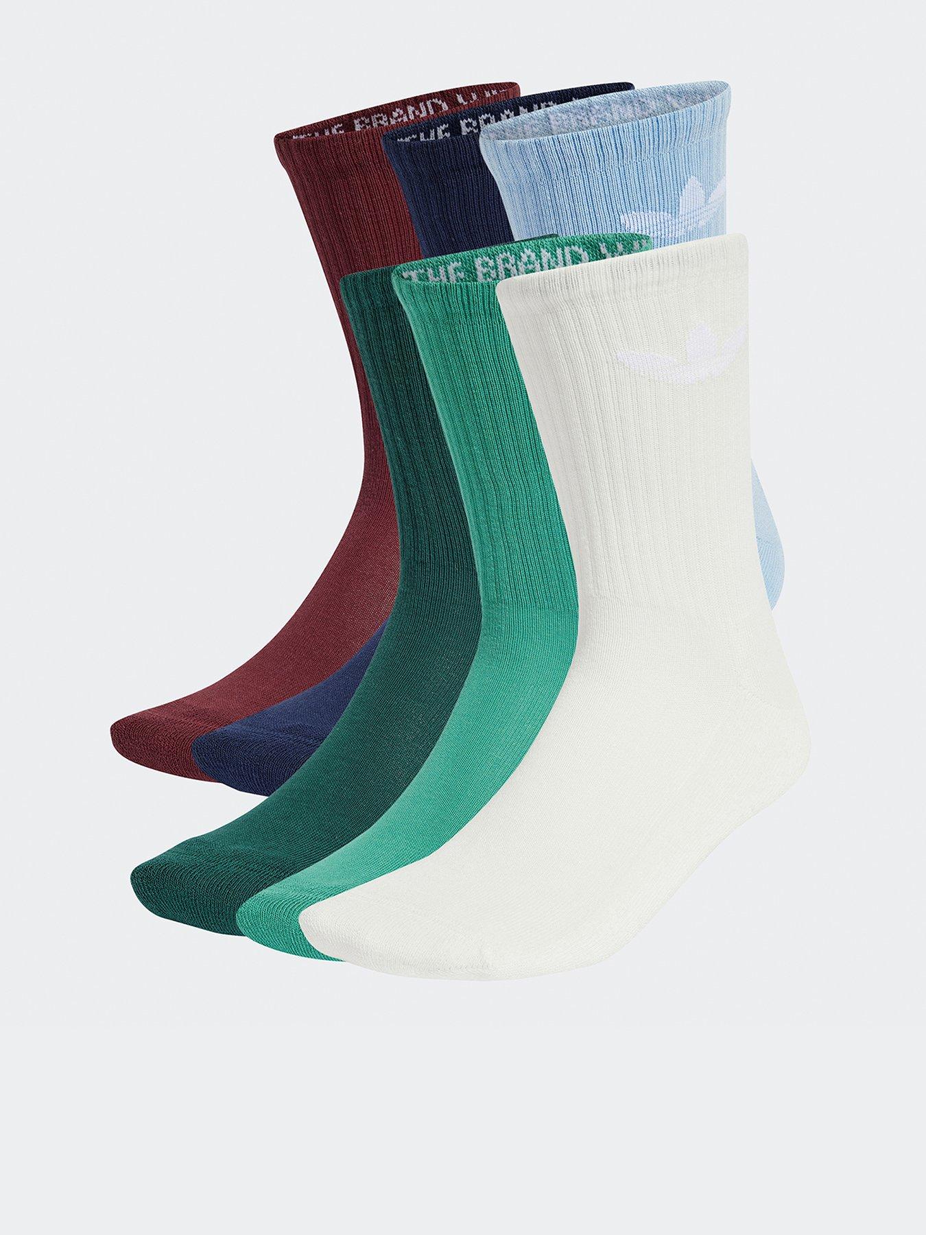 undefined Mens Trefoil Cushion Crew Socks 6 Pairs - White