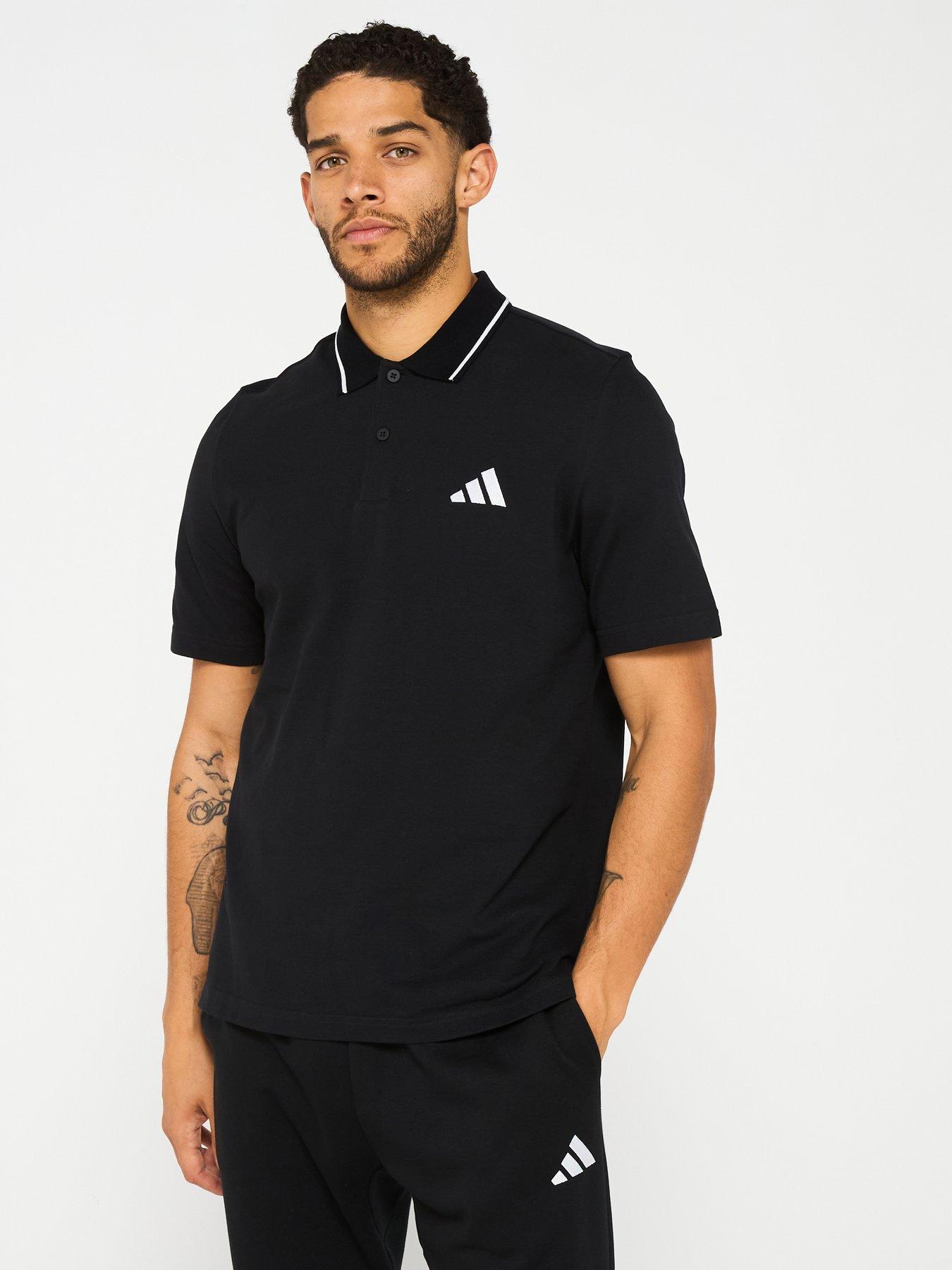  image of adidas-sportswear-mens-essentials-small-logo-pique-polo-shirt-black