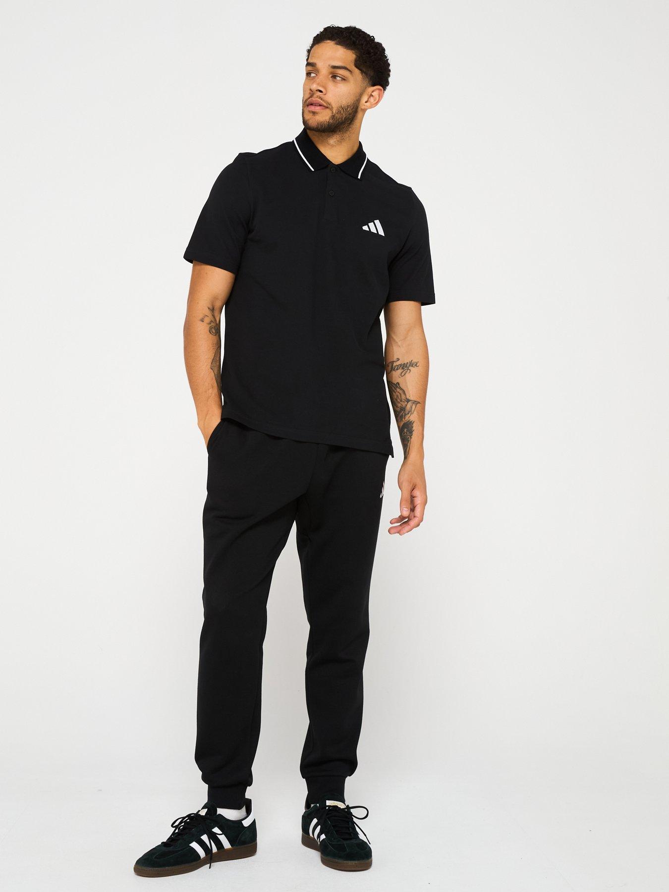  image of adidas-sportswear-mens-essentials-small-logo-pique-polo-shirt-black