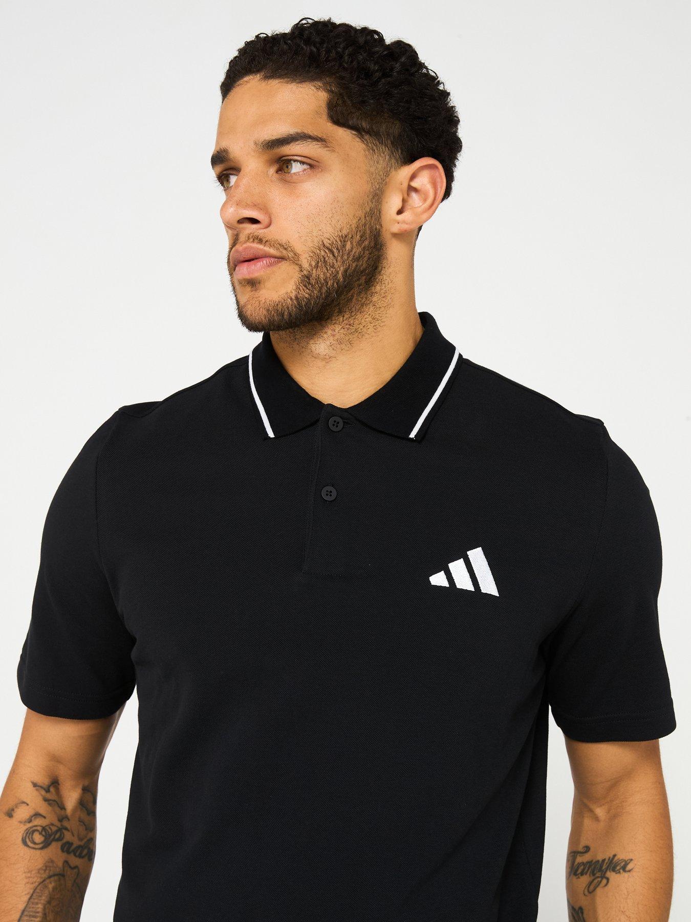  image of adidas-sportswear-mens-essentials-small-logo-pique-polo-shirt-black