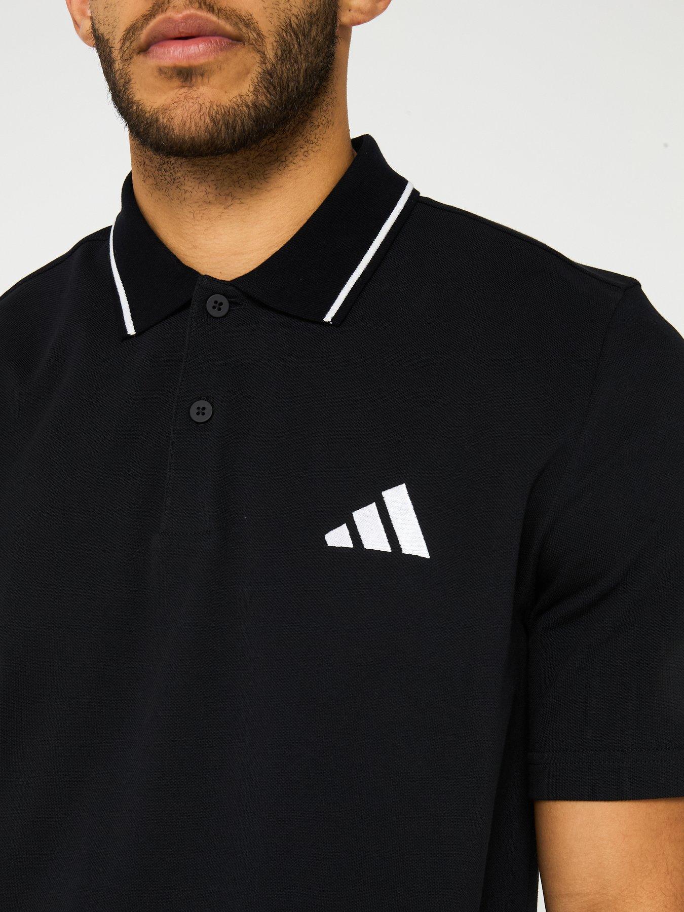  image of adidas-sportswear-mens-essentials-small-logo-pique-polo-shirt-black